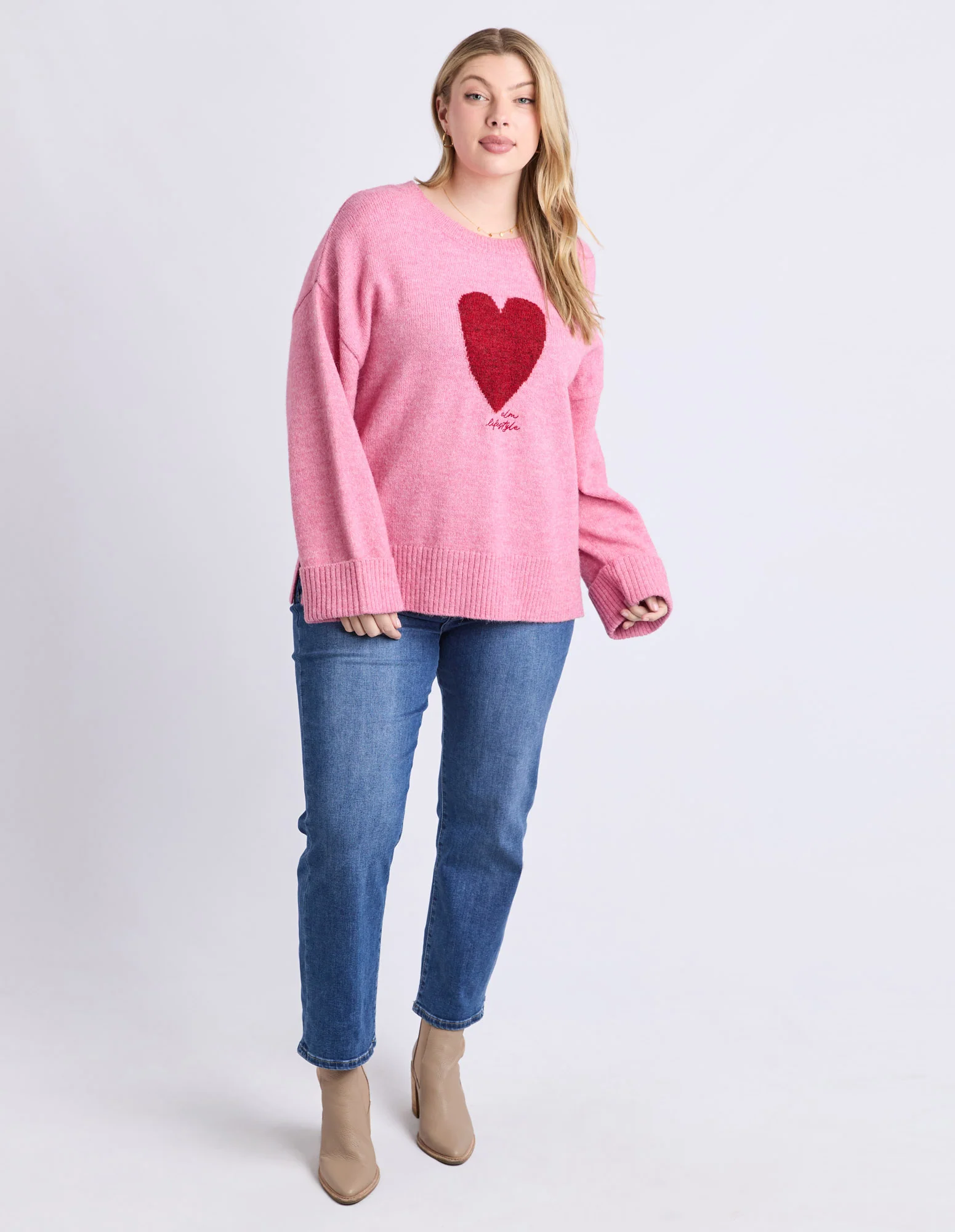Intarsia Heart Knit Quartz Pink - Image 3