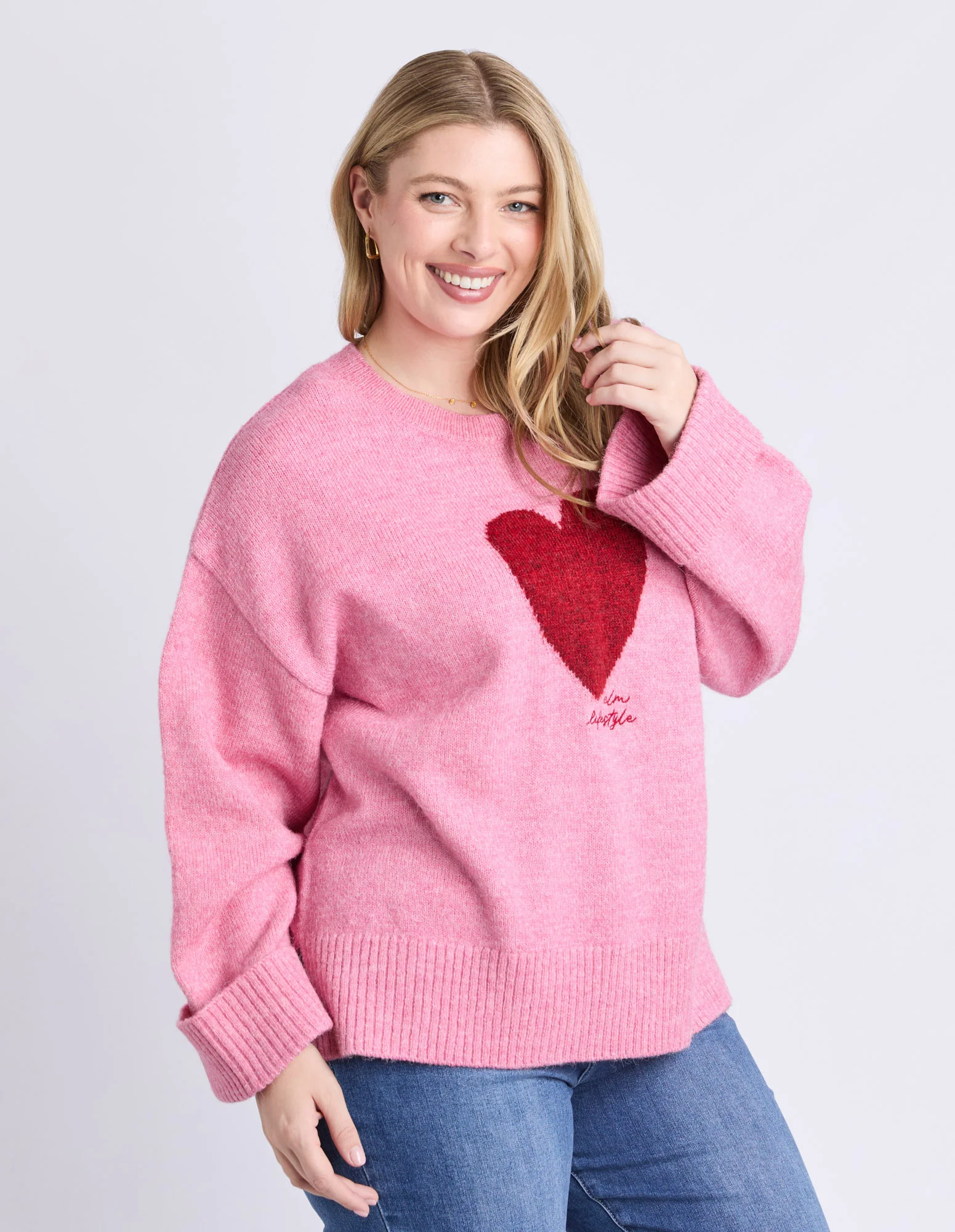 Intarsia Heart Knit Quartz Pink - Image 5