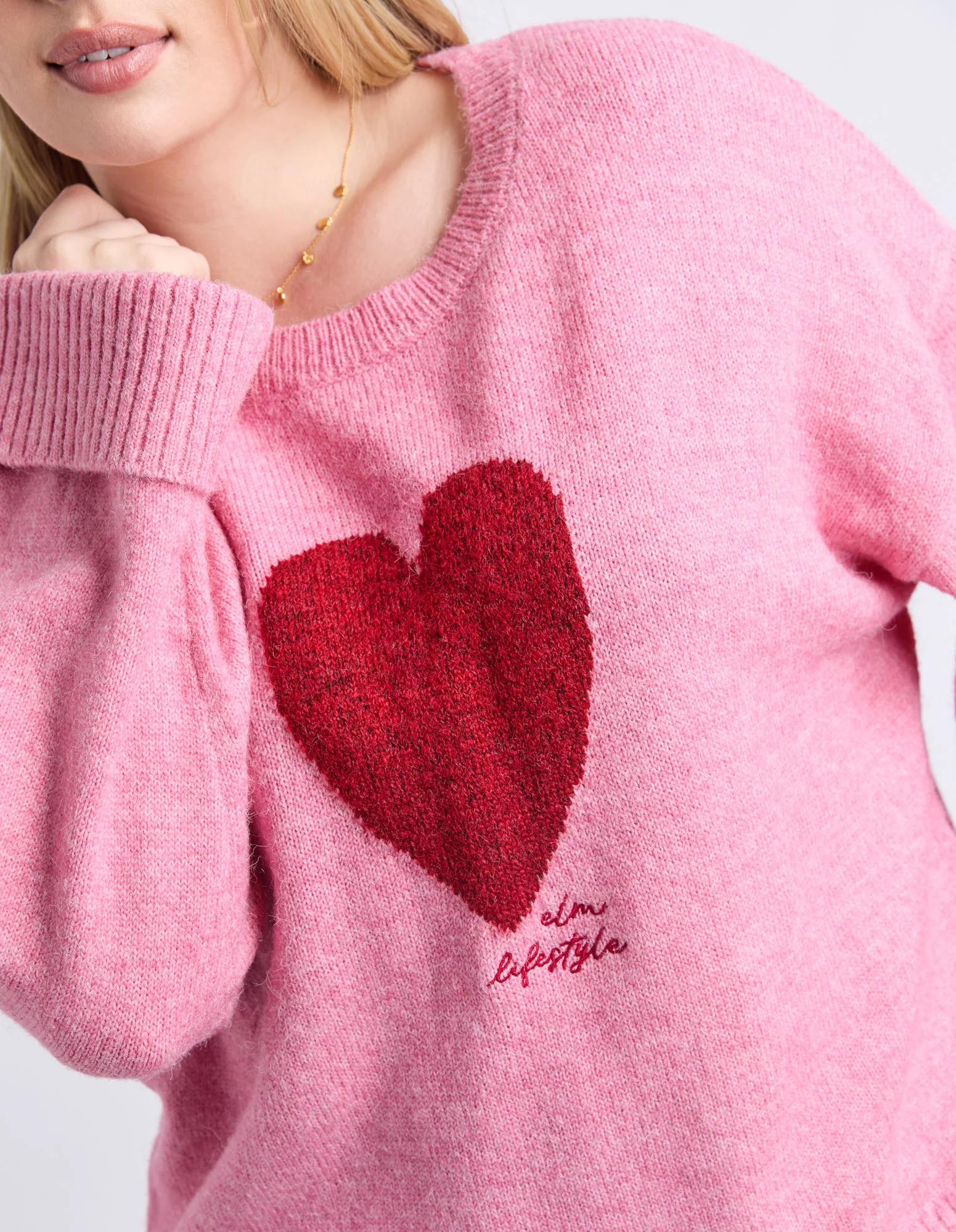 Intarsia Heart Knit Quartz Pink - Image 6