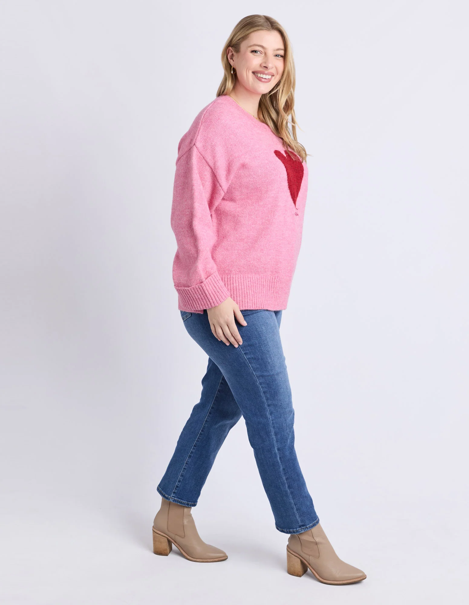 Intarsia Heart Knit Quartz Pink - Image 7