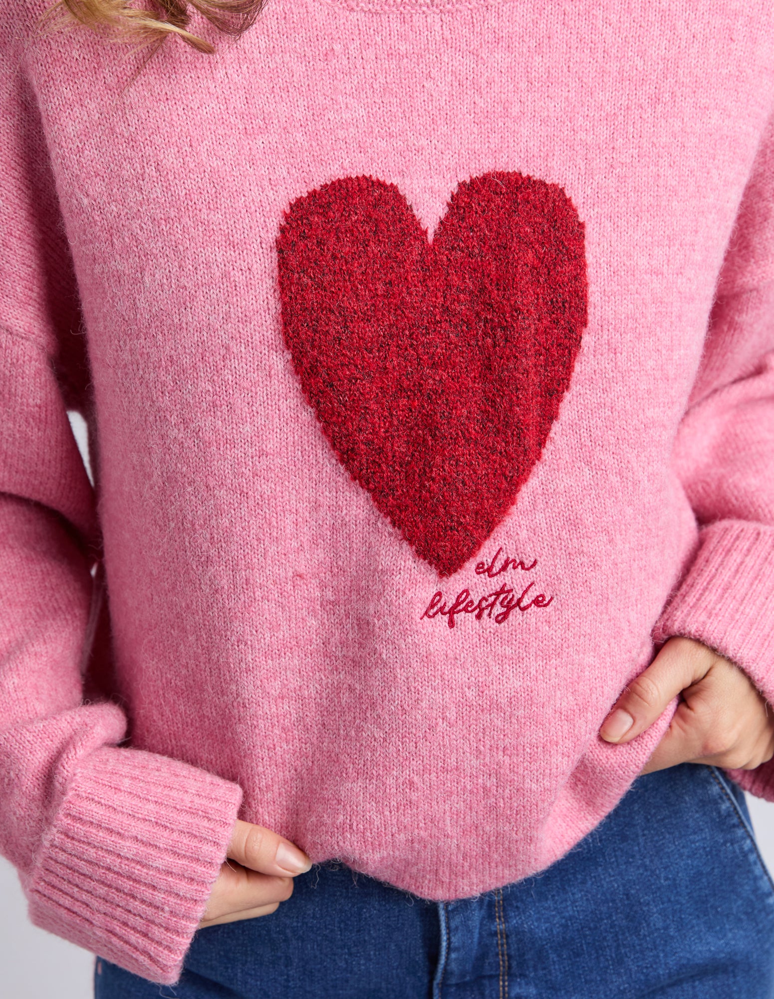 Intarsia Heart Knit Quartz Pink - Image 9