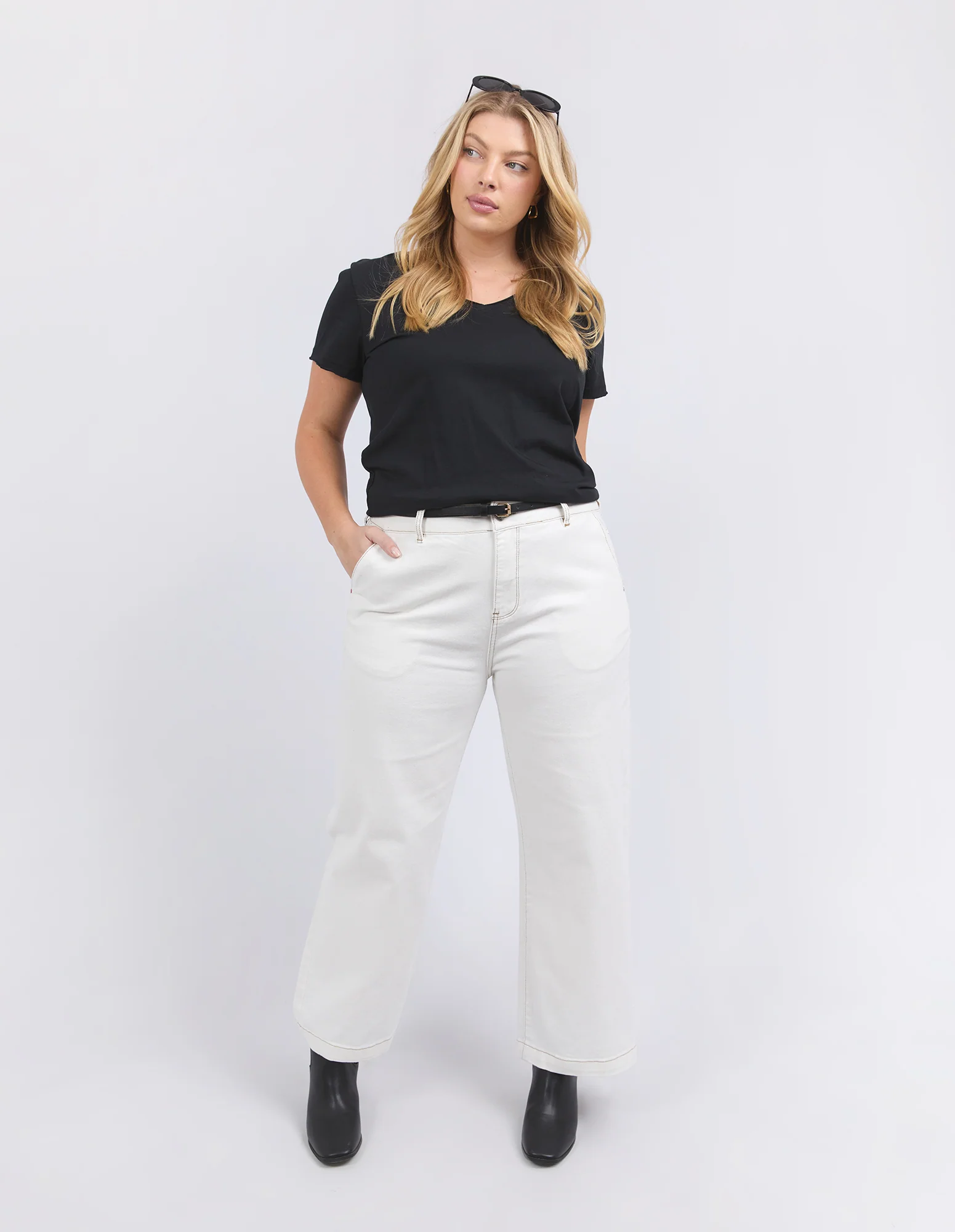 Izzy Wide Leg Jean Vintage White - Image 7