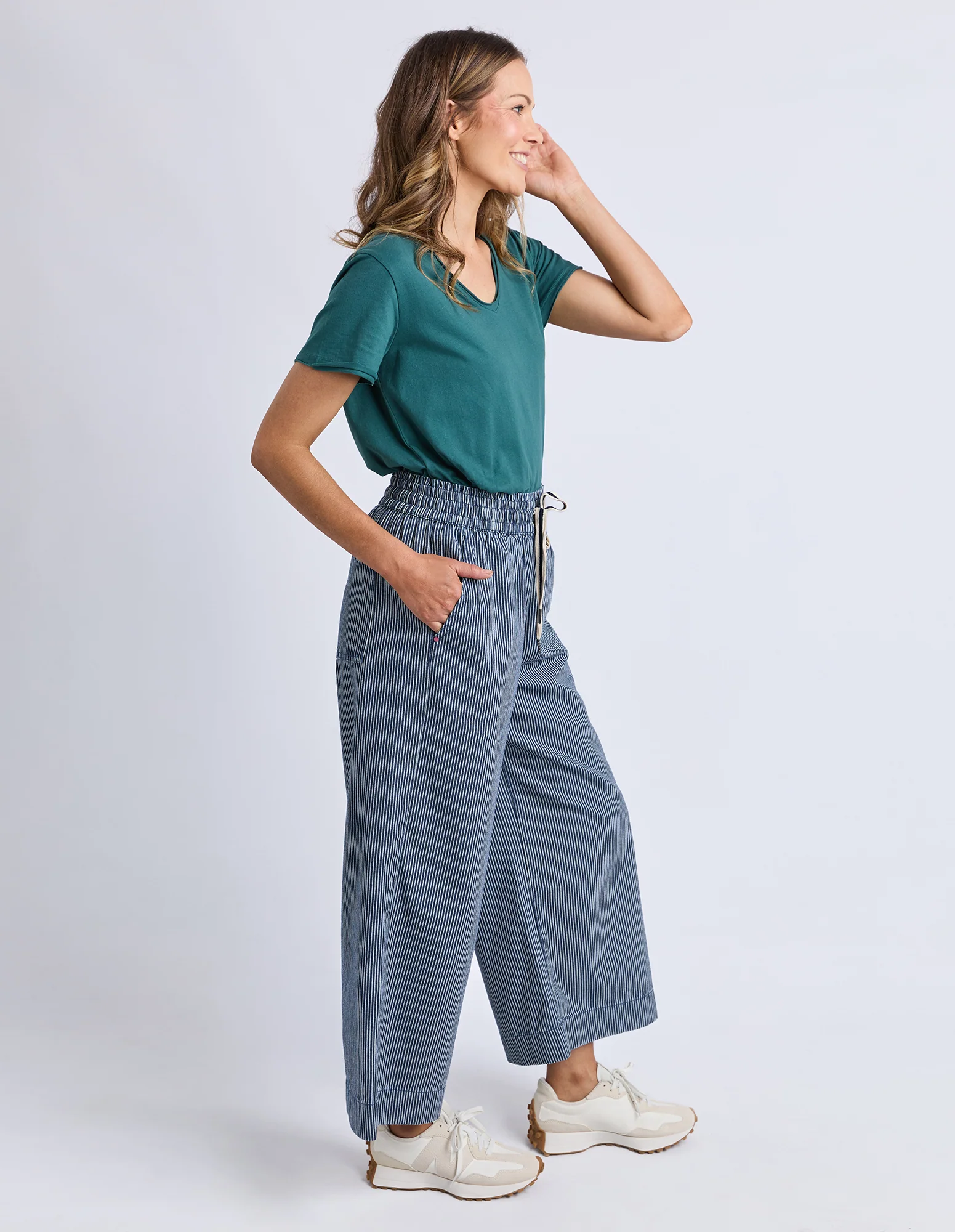 Julia Pinstripe Denim Pant Blue & White Stripe - Image 6