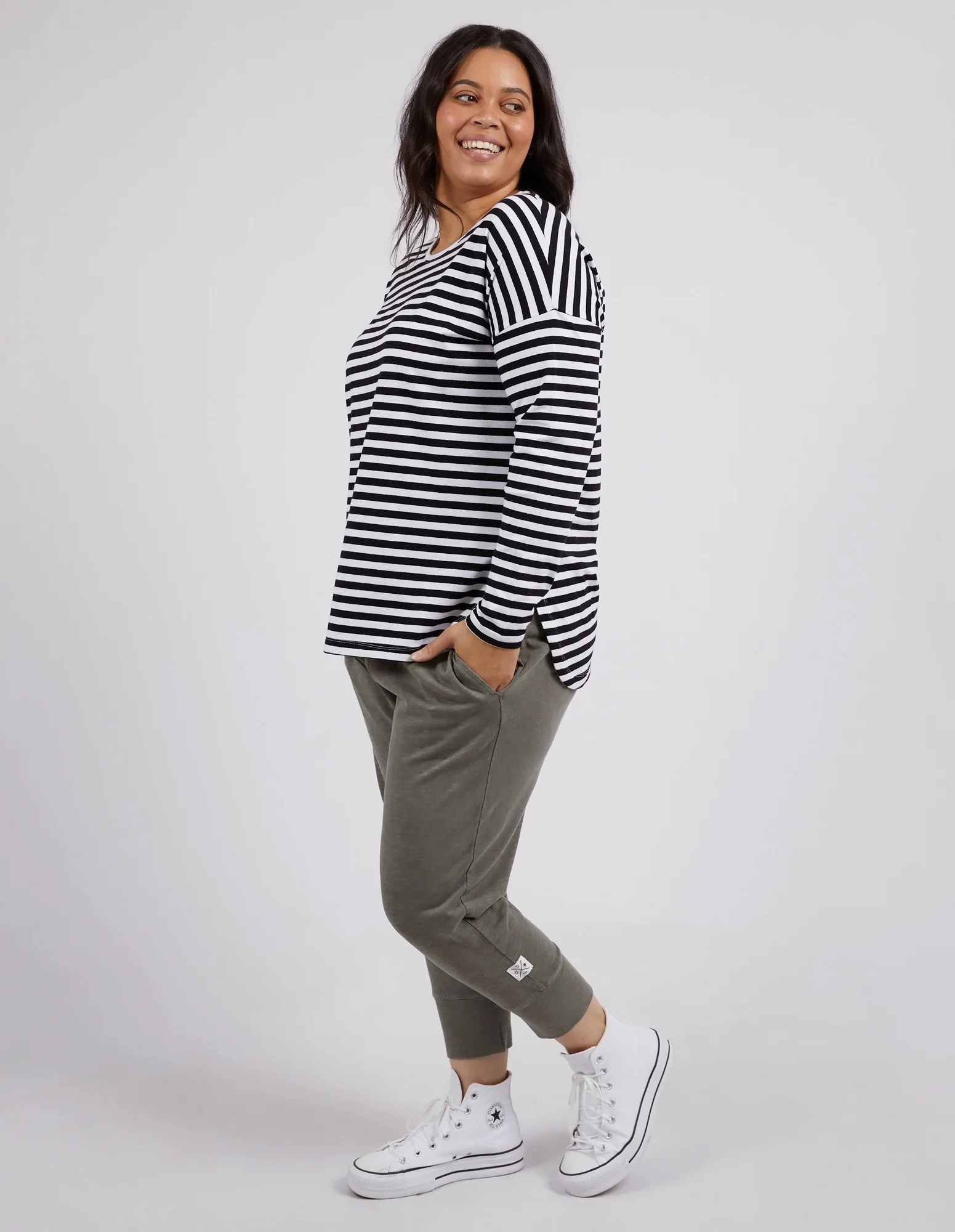 Lauren Long Sleeve Black & White Stripe - Image 11