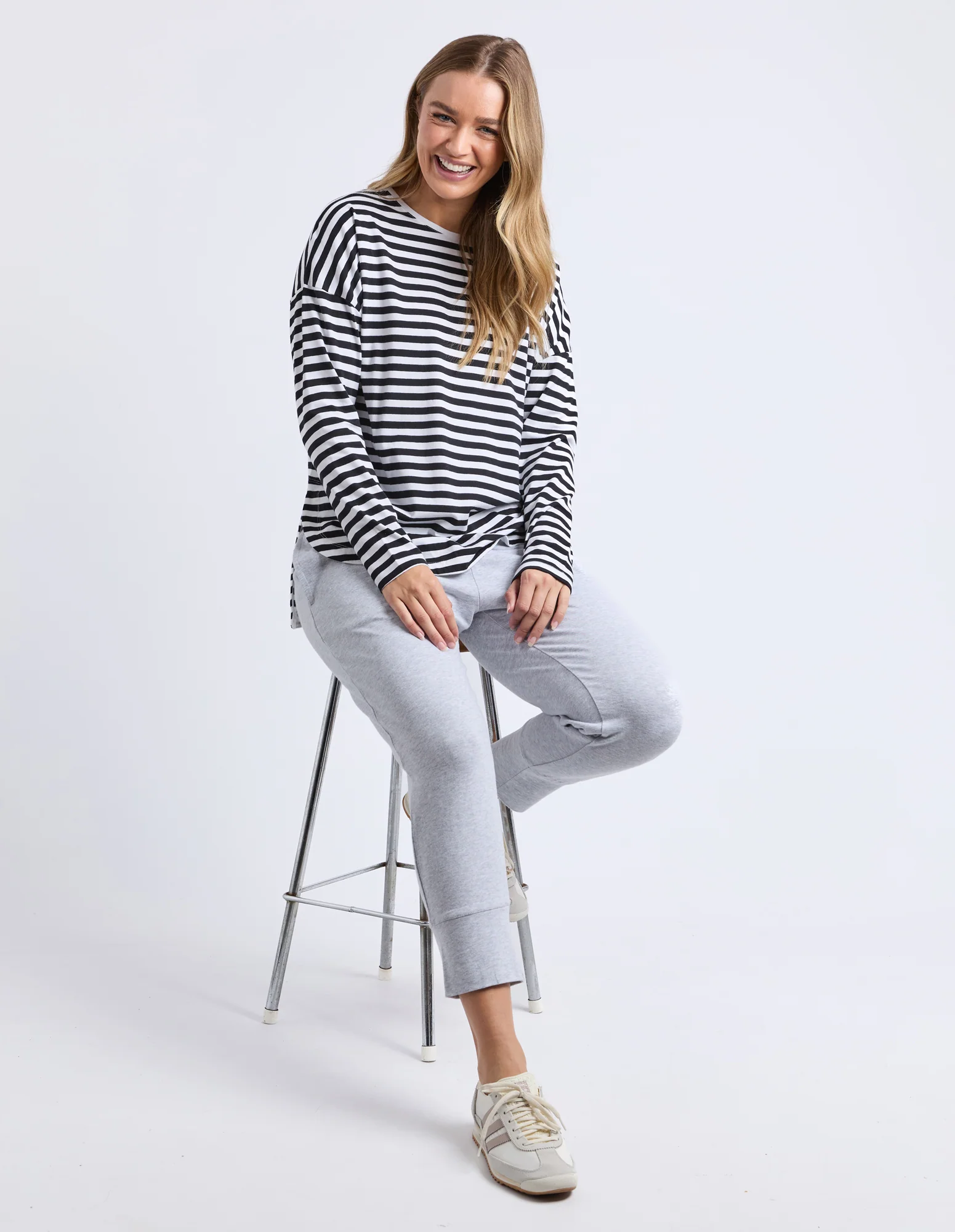 Lauren Long Sleeve Black & White Stripe - Image 2