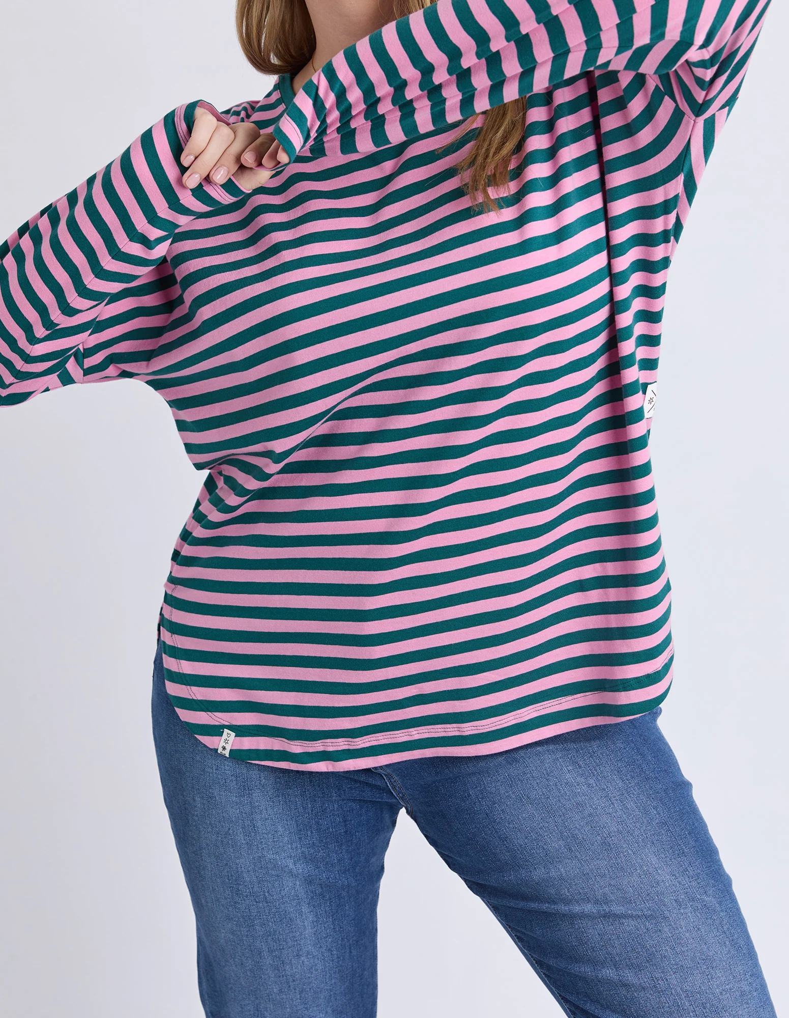 Lauren Long Sleeve Tee Stripe Teal/Quartz - Image 10