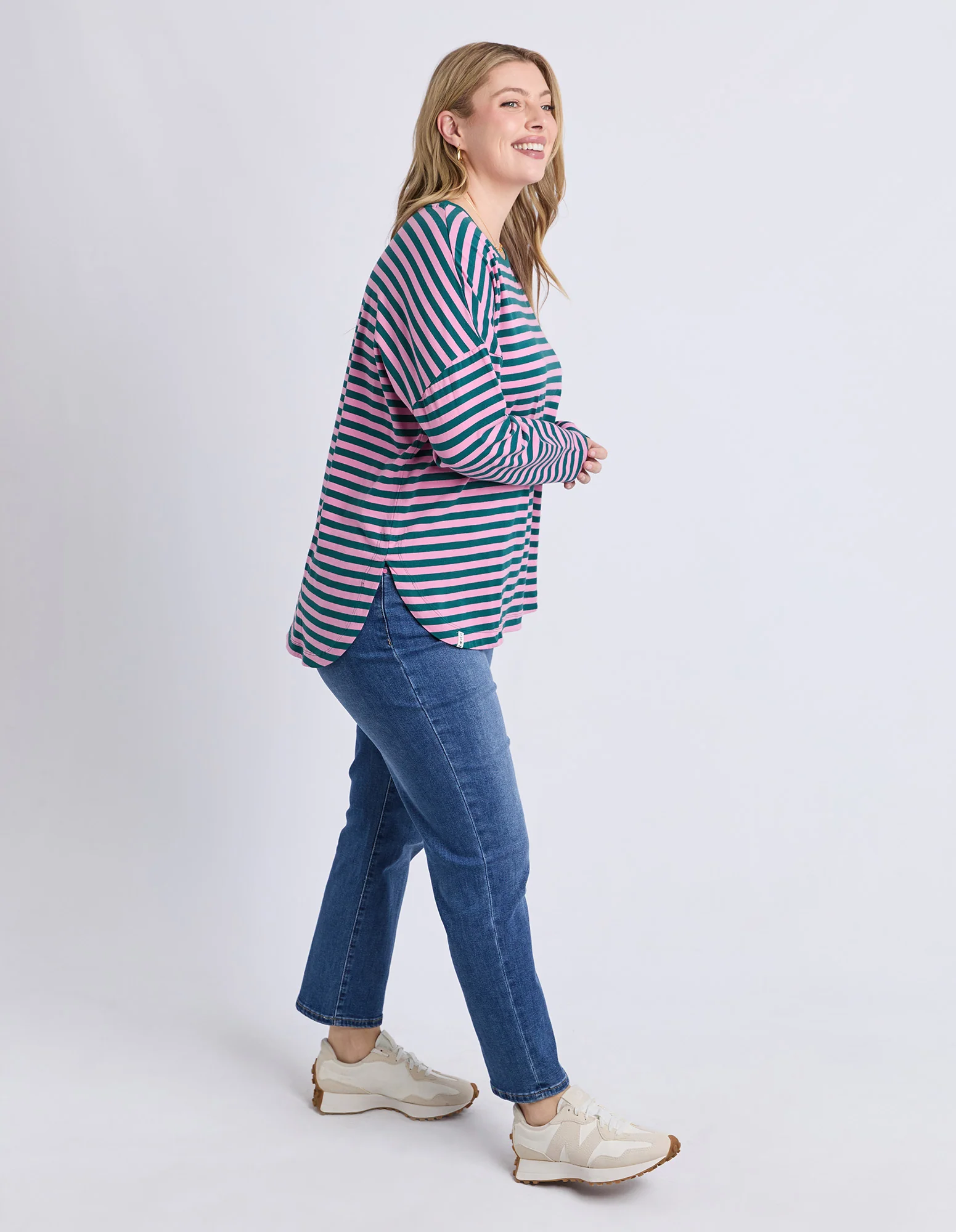 Lauren Long Sleeve Tee Stripe Teal/Quartz - Image 12