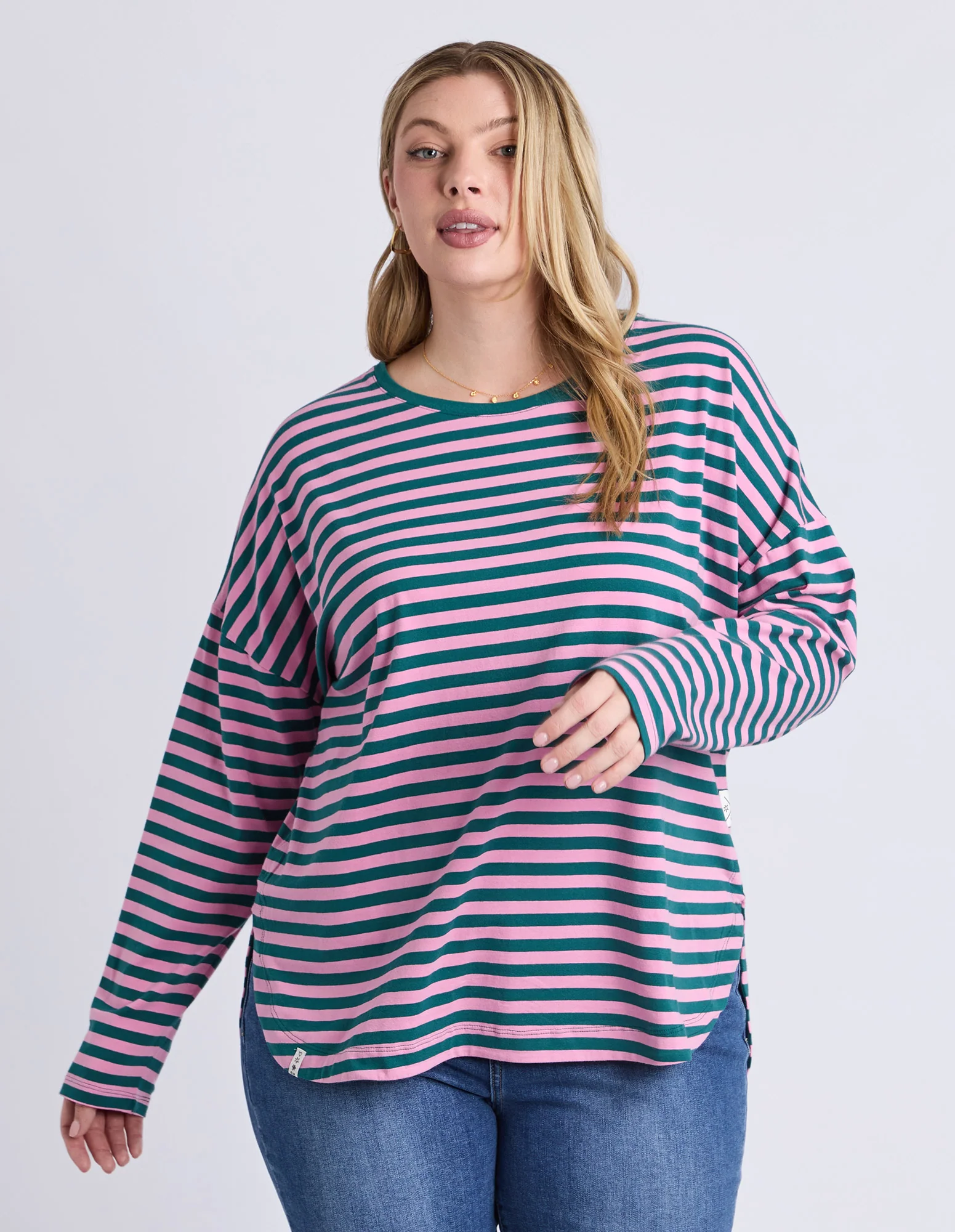 Lauren Long Sleeve Tee Stripe Teal/Quartz - Image 2