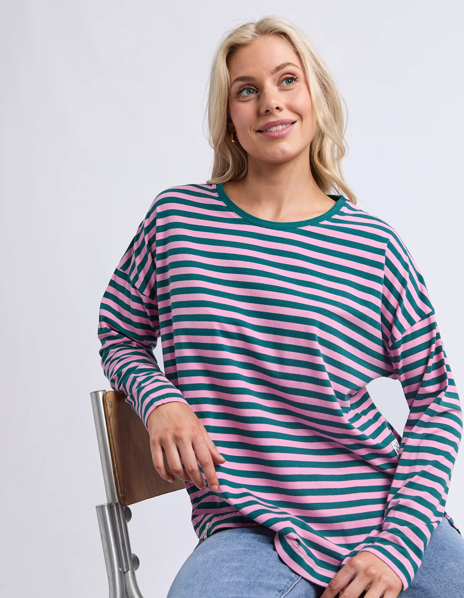 Lauren Long Sleeve Tee Stripe Teal/Quartz - Image 7