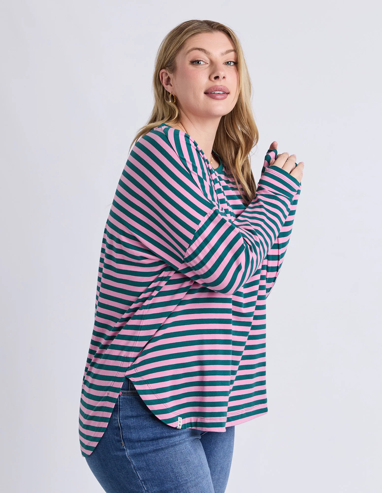 Lauren Long Sleeve Tee Stripe Teal/Quartz - Image 8