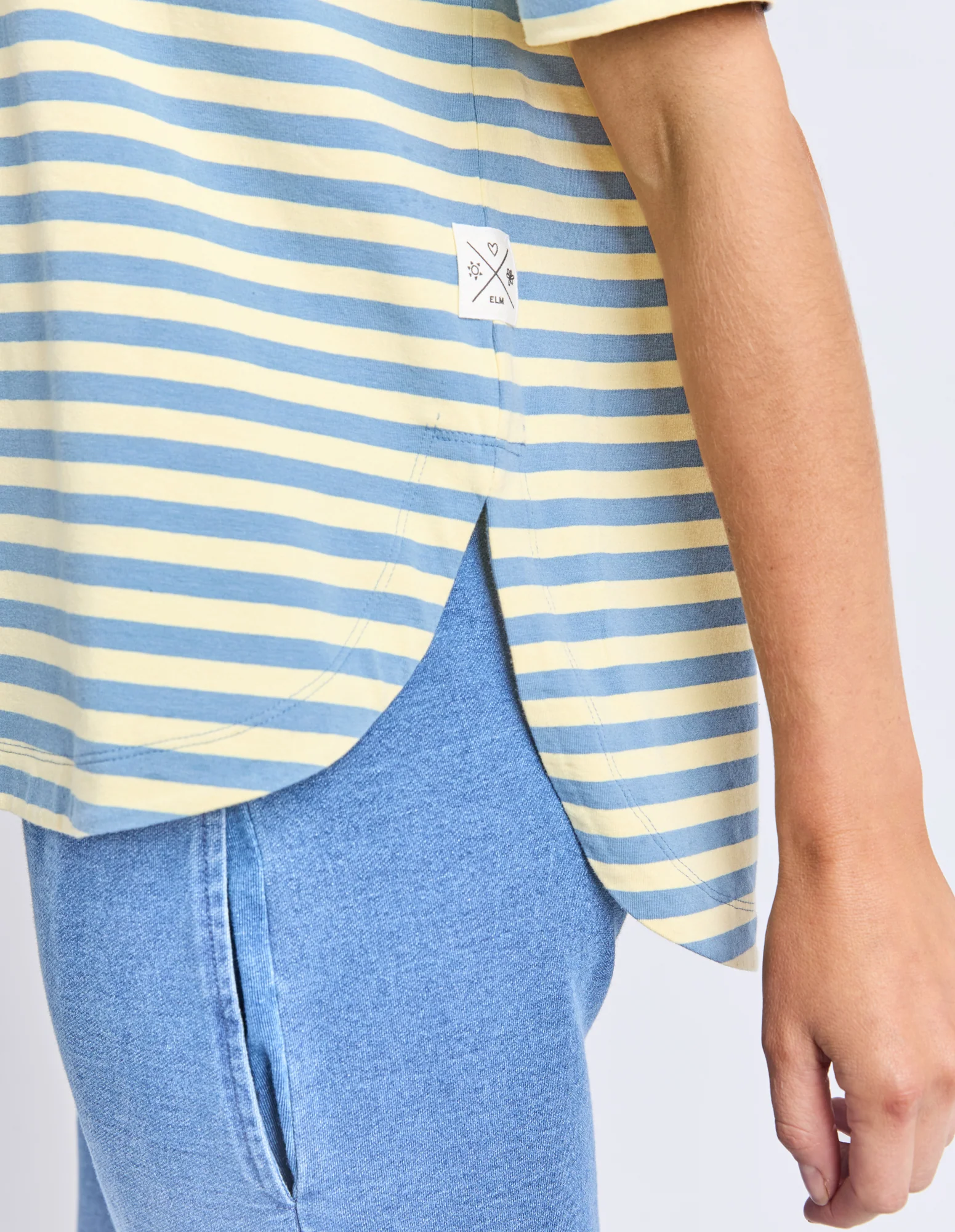 Lauren Short Sleeve Tee Blue and Banana Stripe - Image 5