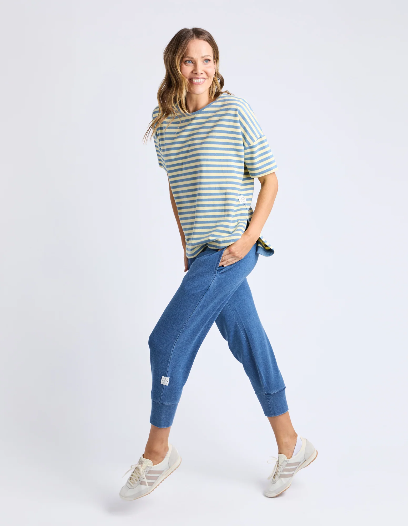 Lauren Short Sleeve Tee Blue and Banana Stripe - Image 6