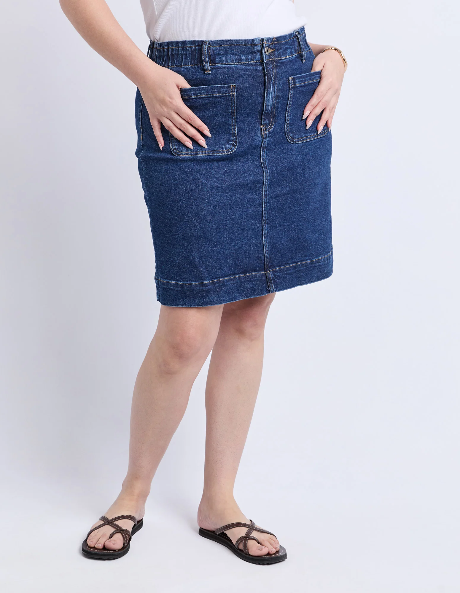 Lennox Denim Skirt Dark Blue Wash - Image 5