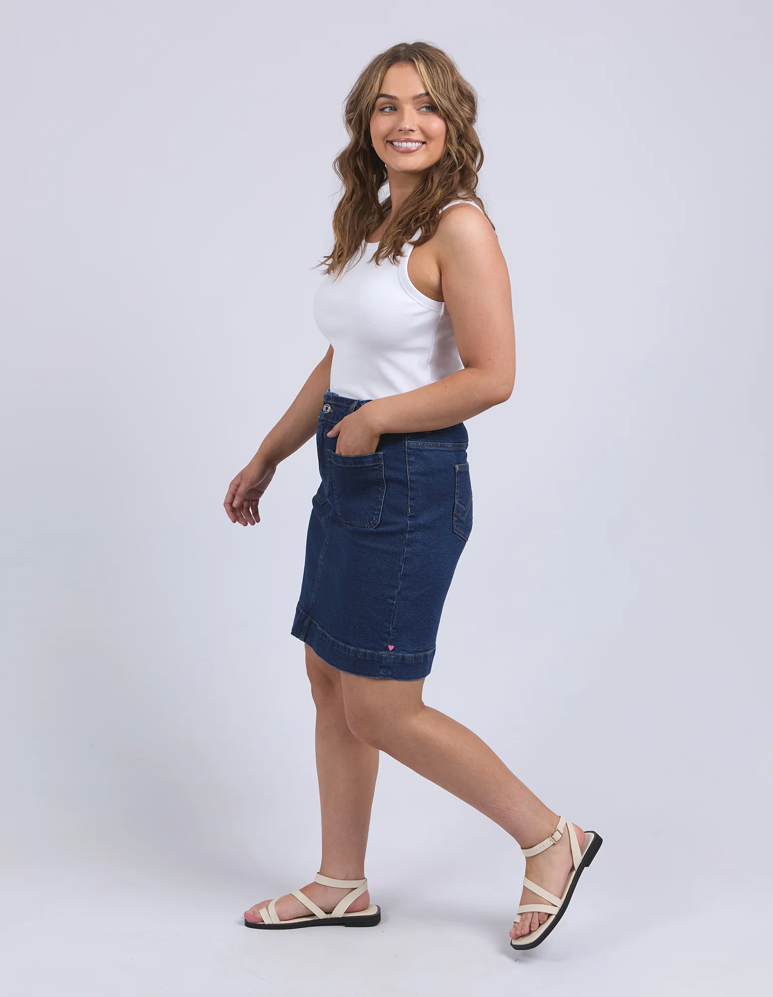 Lennox Denim Skirt Dark Blue Wash - Image 7