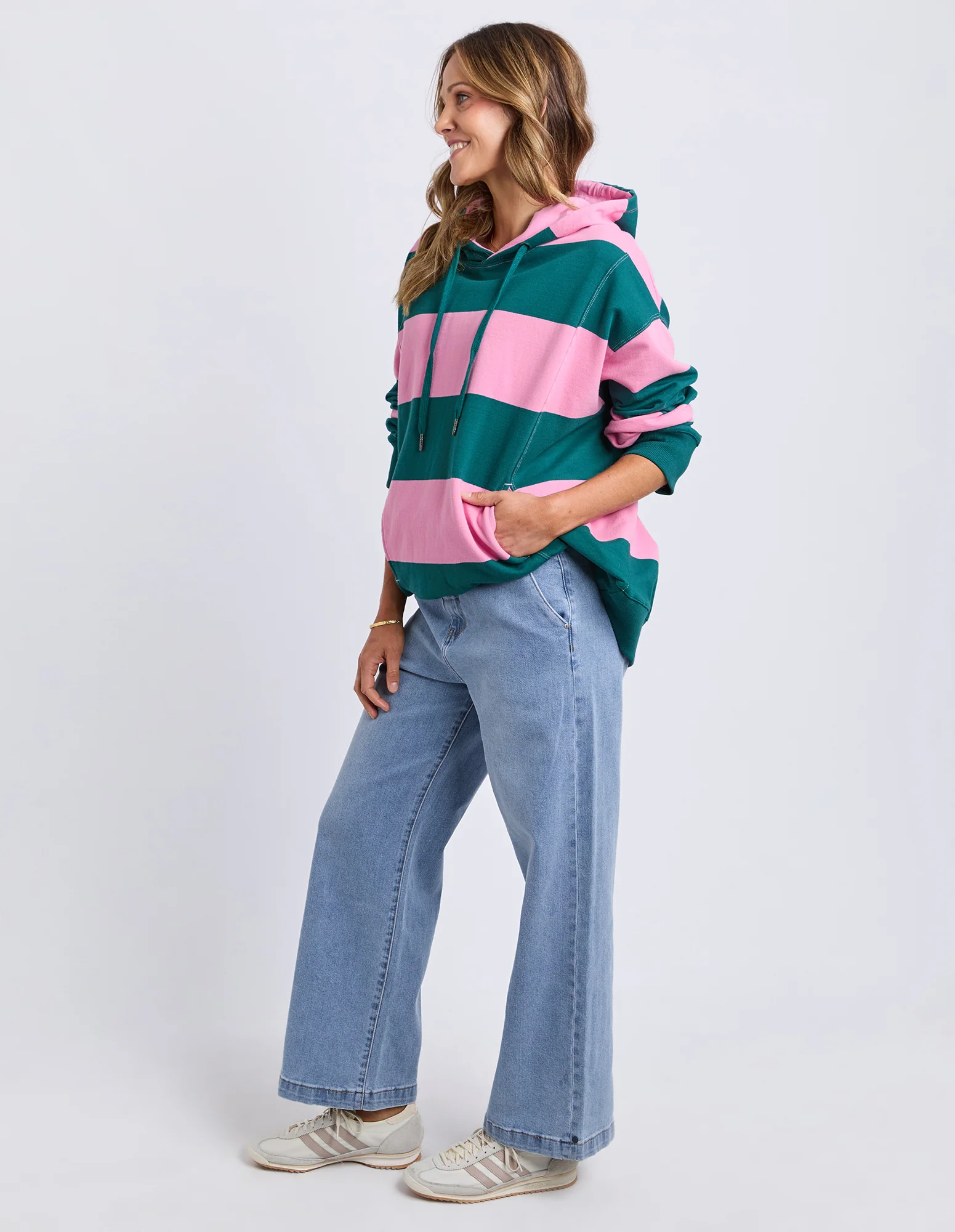 Liberty Block Hoodie Pink & Green Stripe - Image 7