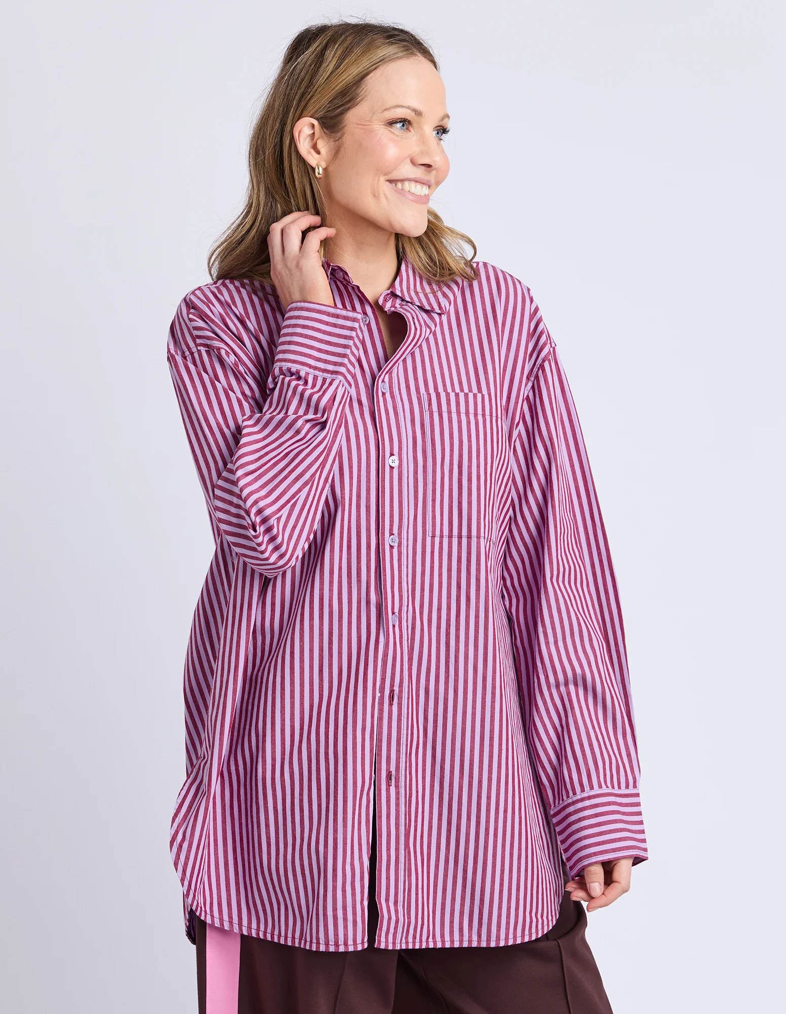 Lila Stripe Shirt Maroon/Lilac Stripe - Image 10