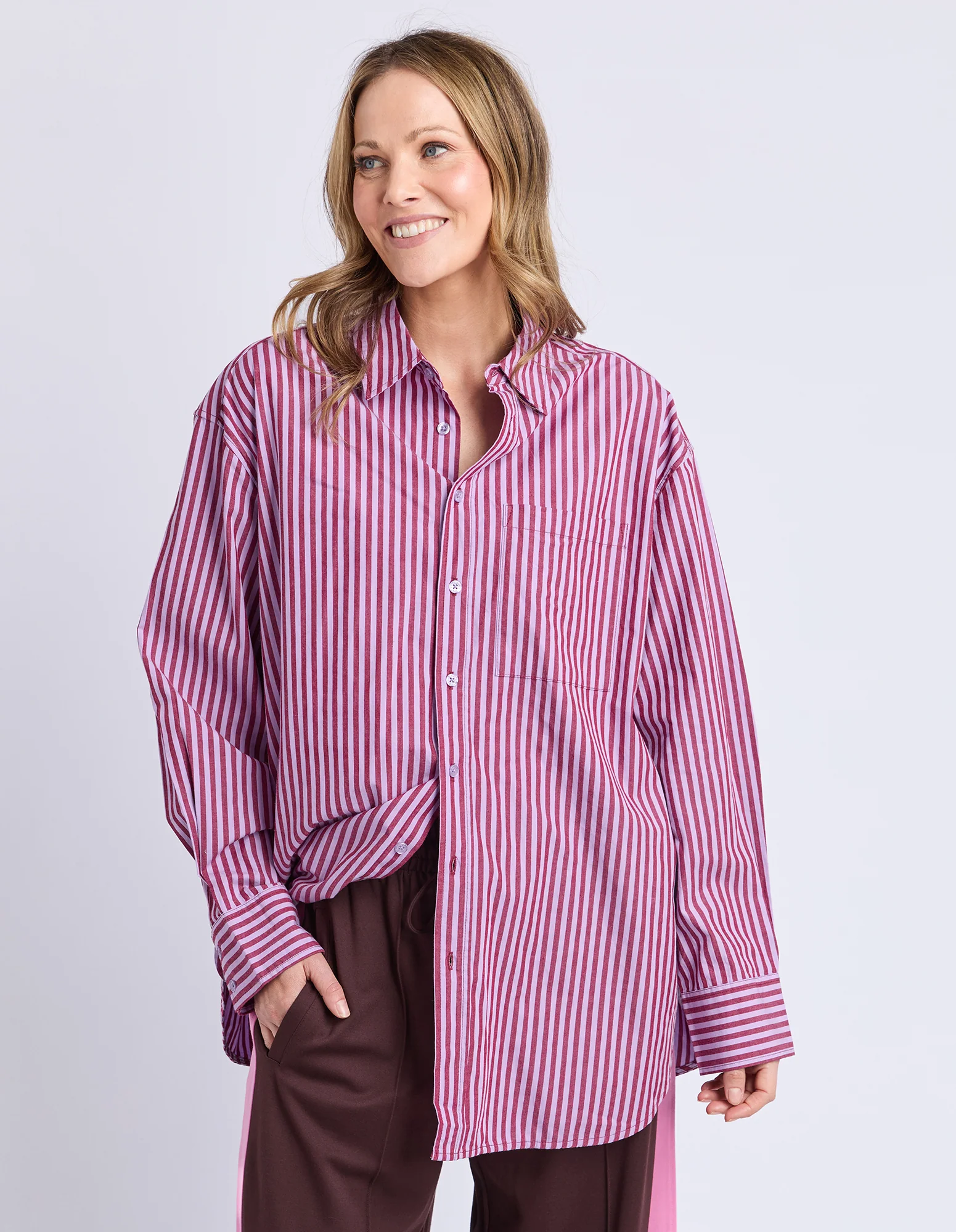 Lila Stripe Shirt Maroon/Lilac Stripe - Image 13