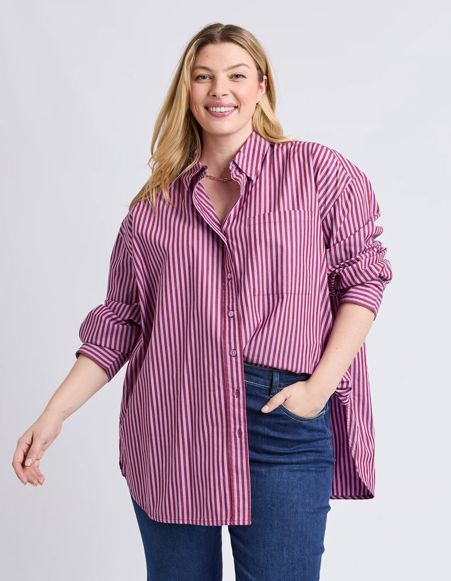 Lila Stripe Shirt Maroon/Lilac Stripe - Image 2