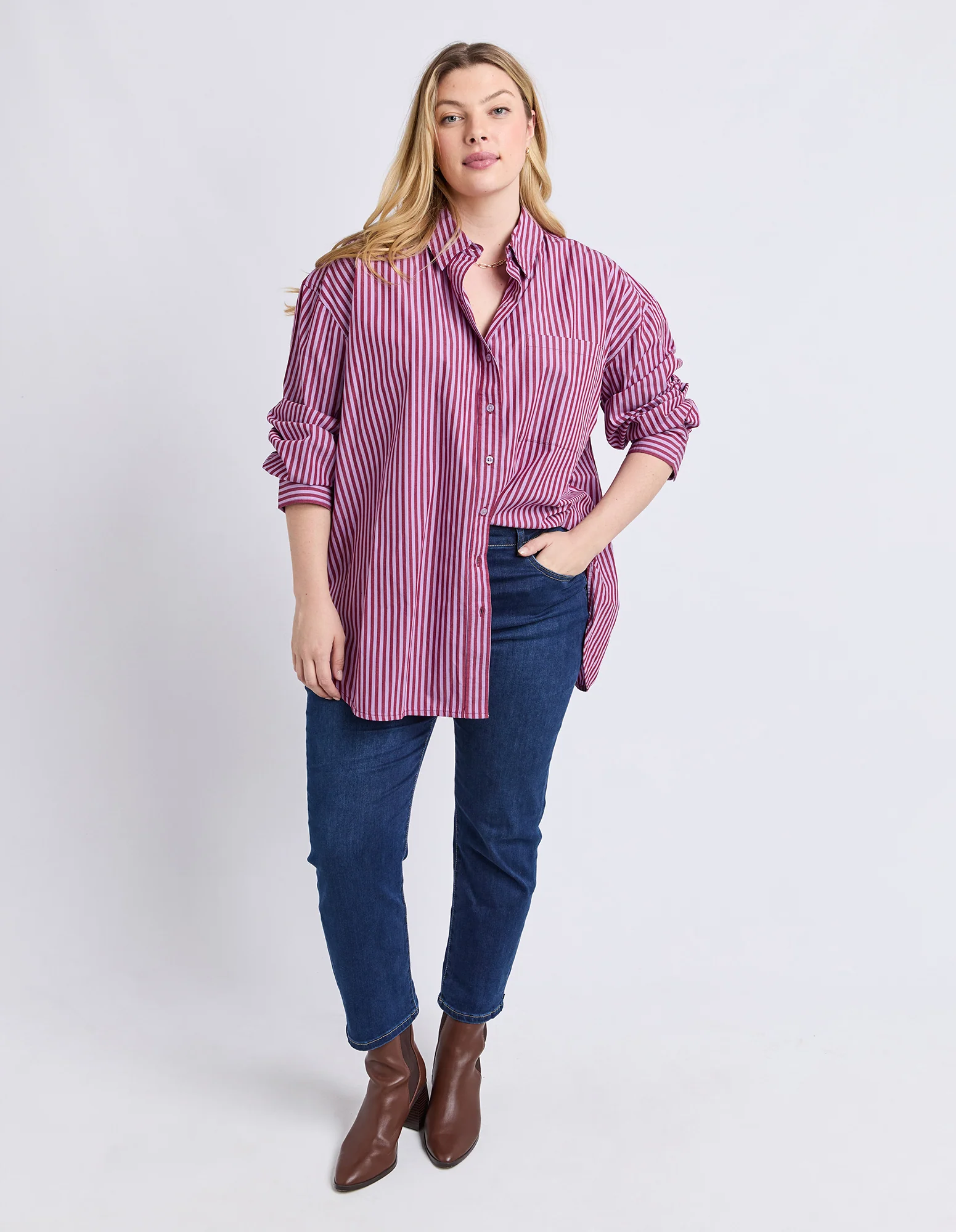 Lila Stripe Shirt Maroon/Lilac Stripe - Image 3
