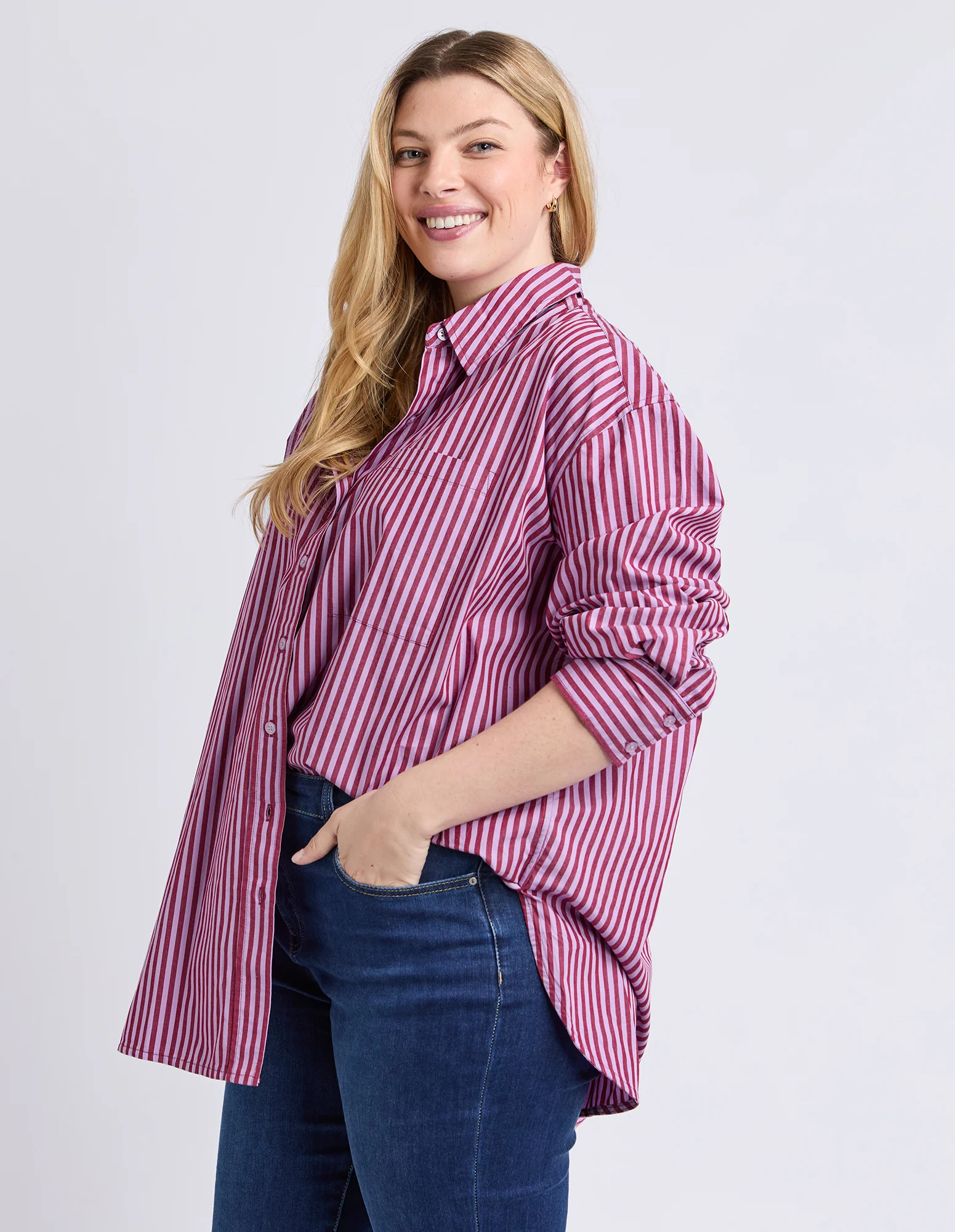 Lila Stripe Shirt Maroon/Lilac Stripe - Image 5
