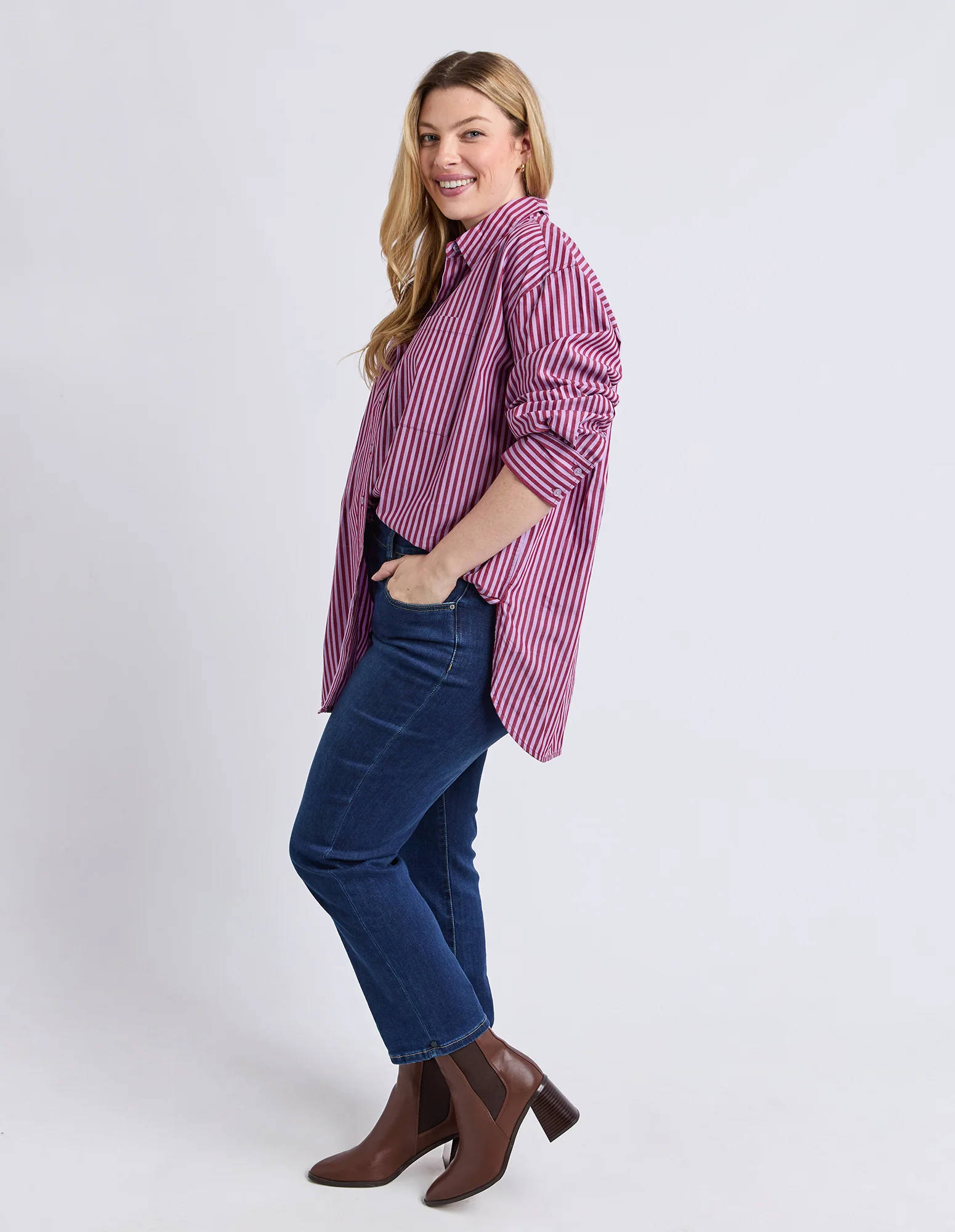 Lila Stripe Shirt Maroon/Lilac Stripe - Image 7