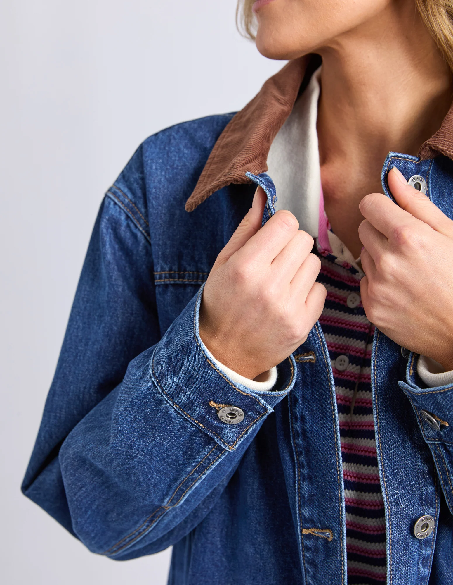 Lilian Denim Barn Jacket Mid Blue Wash - Image 6