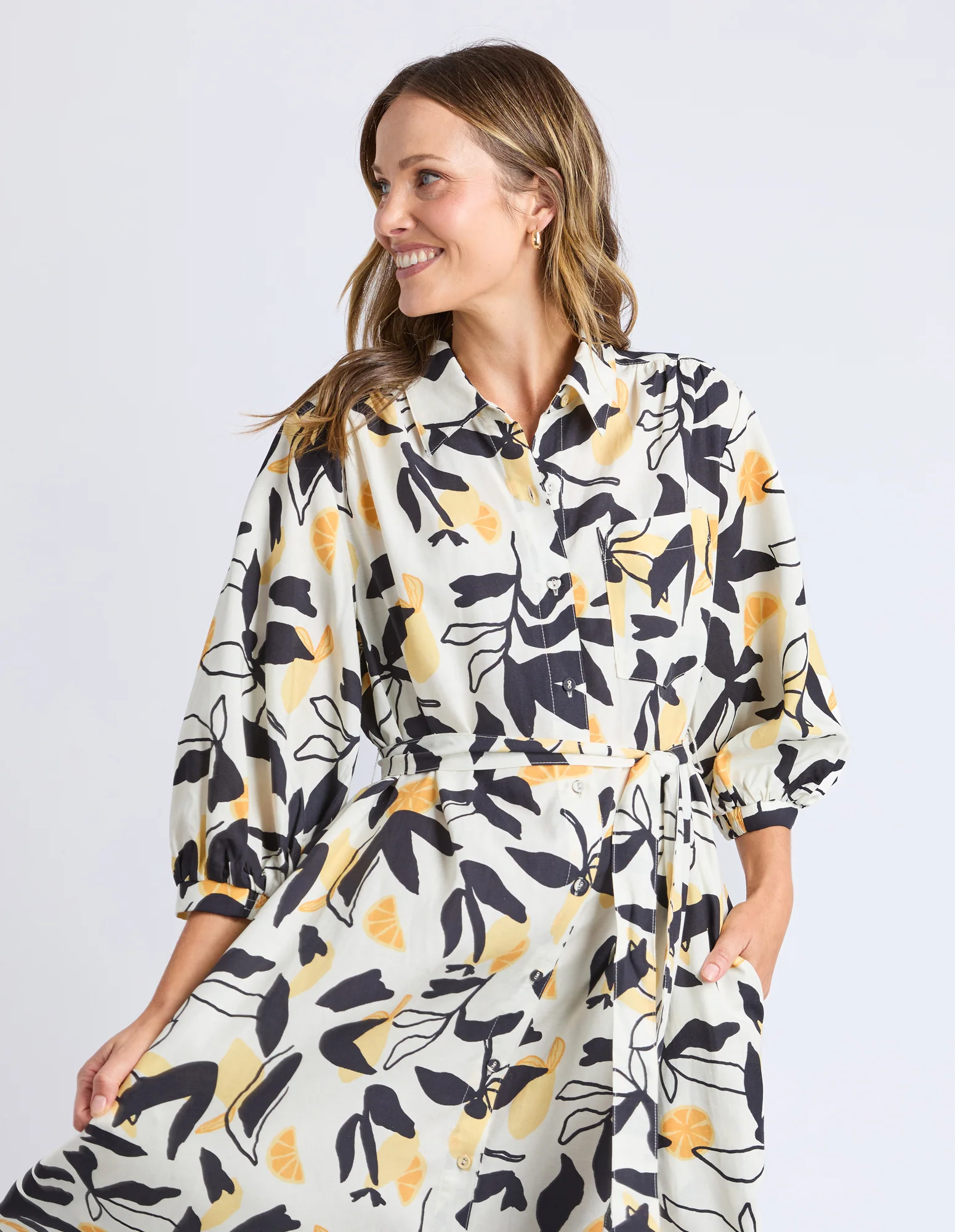 Limone Dress Limone Leaf Print - Image 2