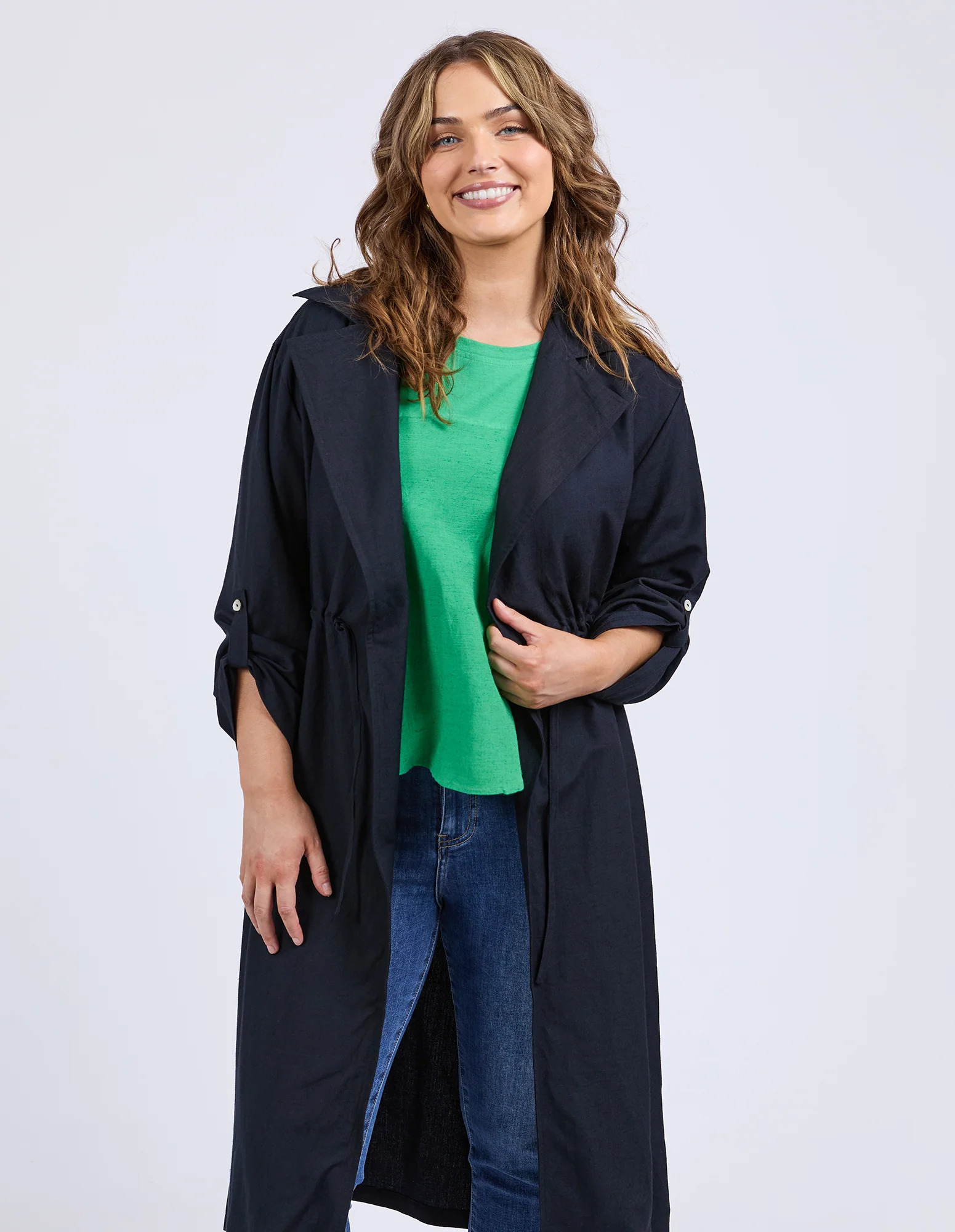 Linen Trench Dark Sapphire - Image 3