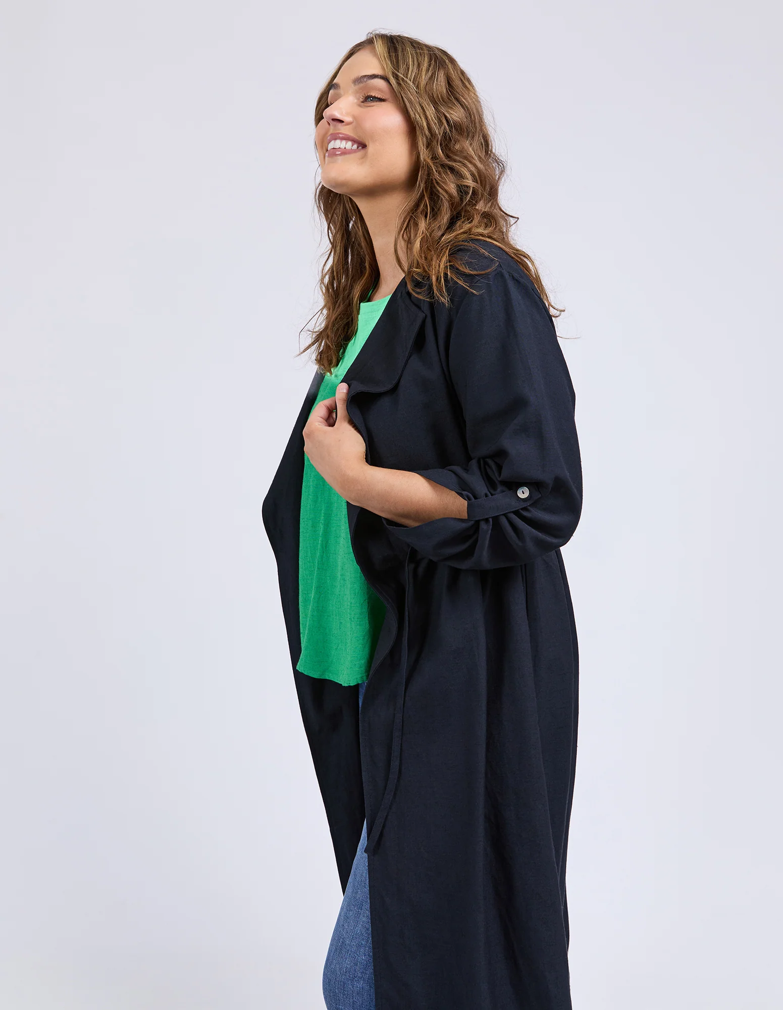 Linen Trench Dark Sapphire - Image 5