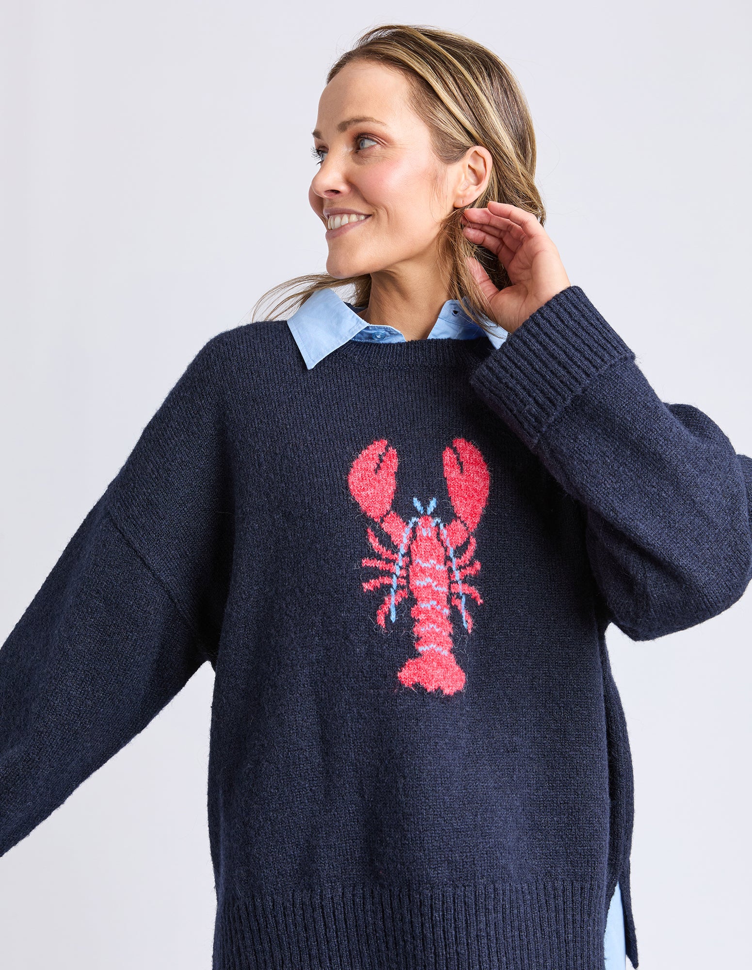 Lobster Intarsia Knit Classic Navy - Image 5