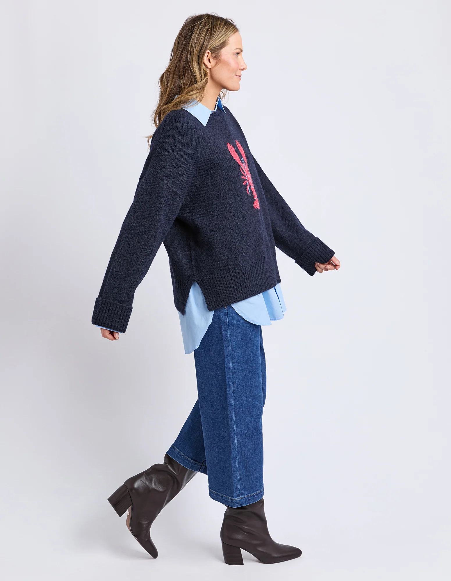Lobster Intarsia Knit Classic Navy - Image 7