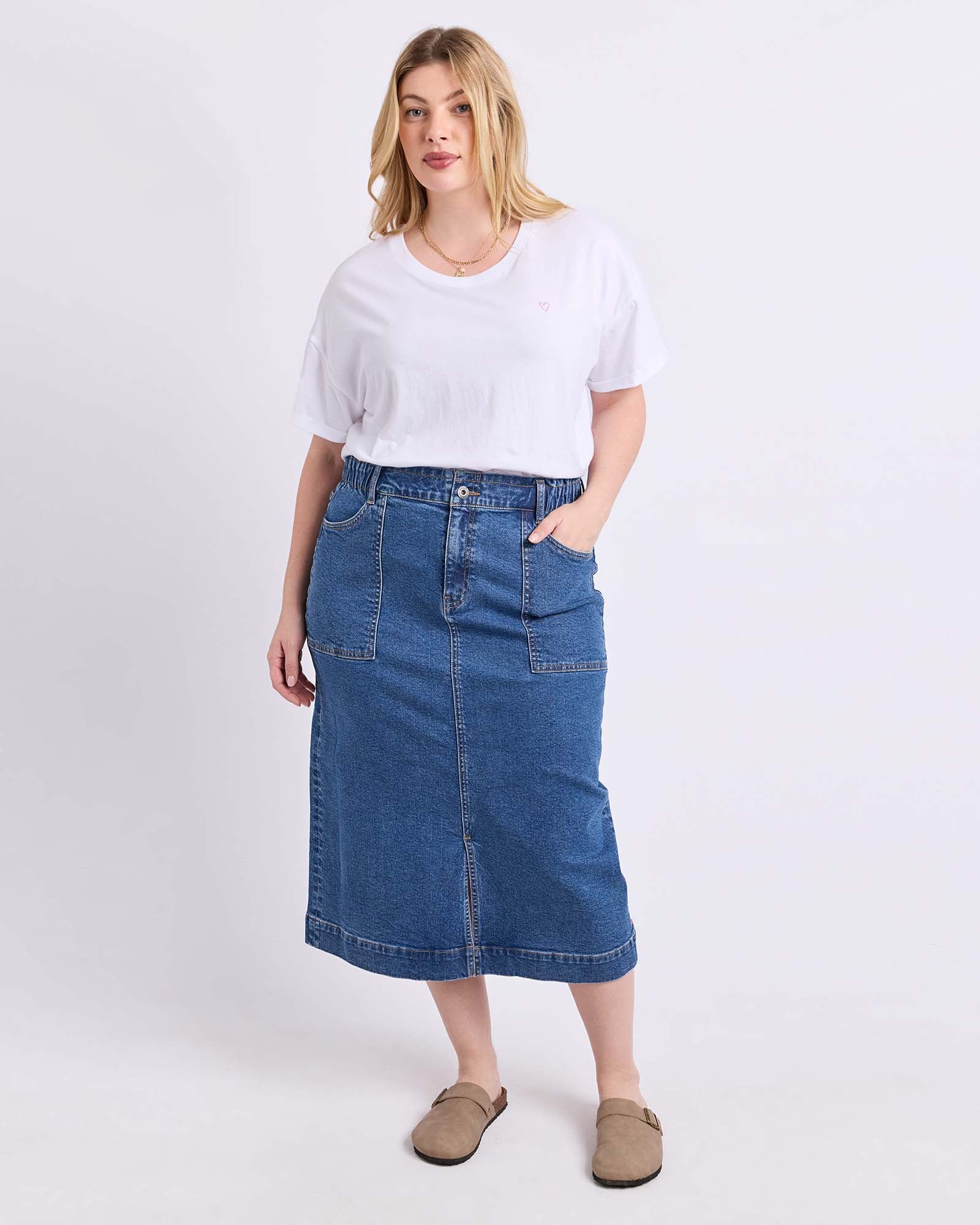 Long Atlas Skirt Dark Blue Wash - Image 2