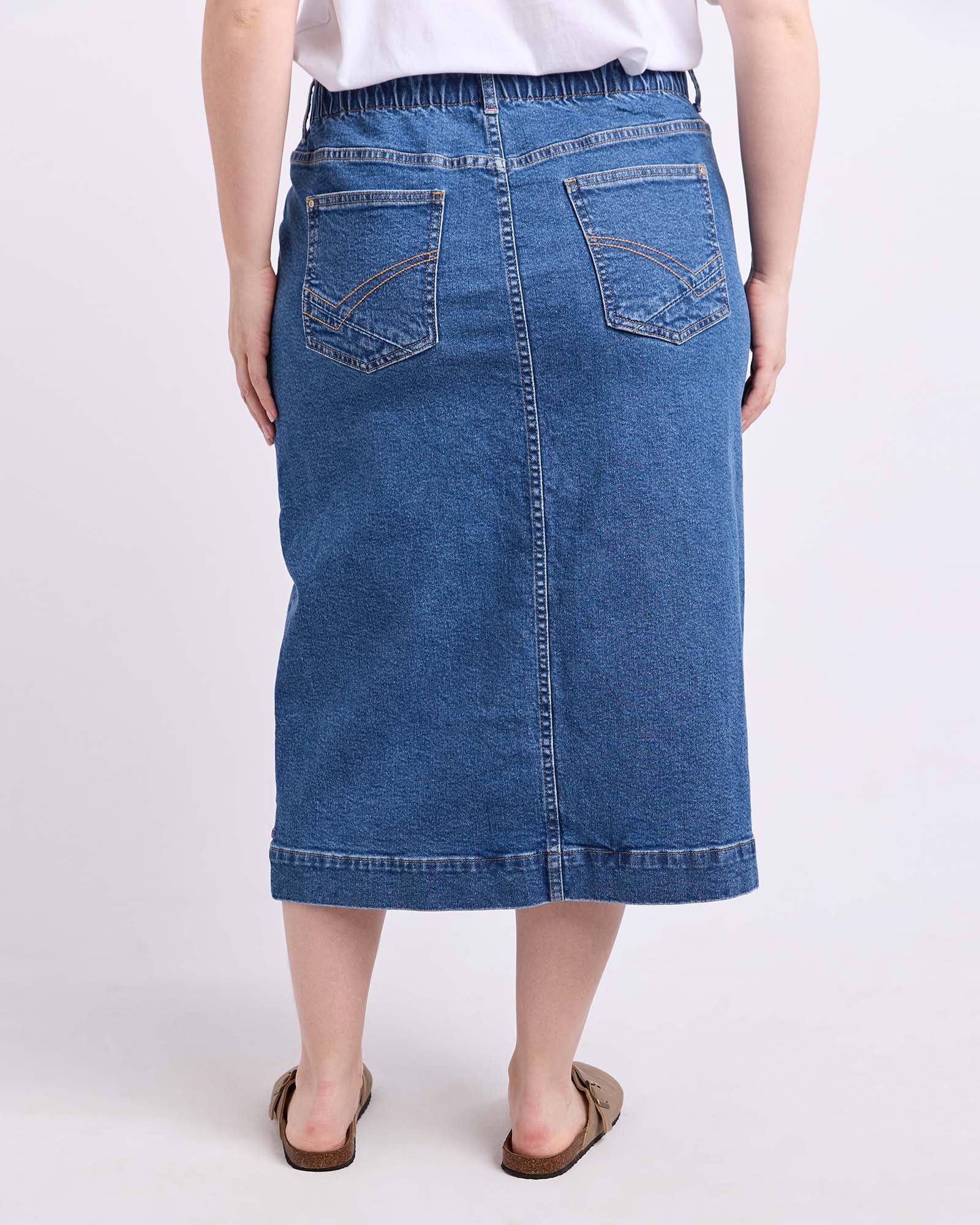 Long Atlas Skirt Dark Blue Wash - Image 3
