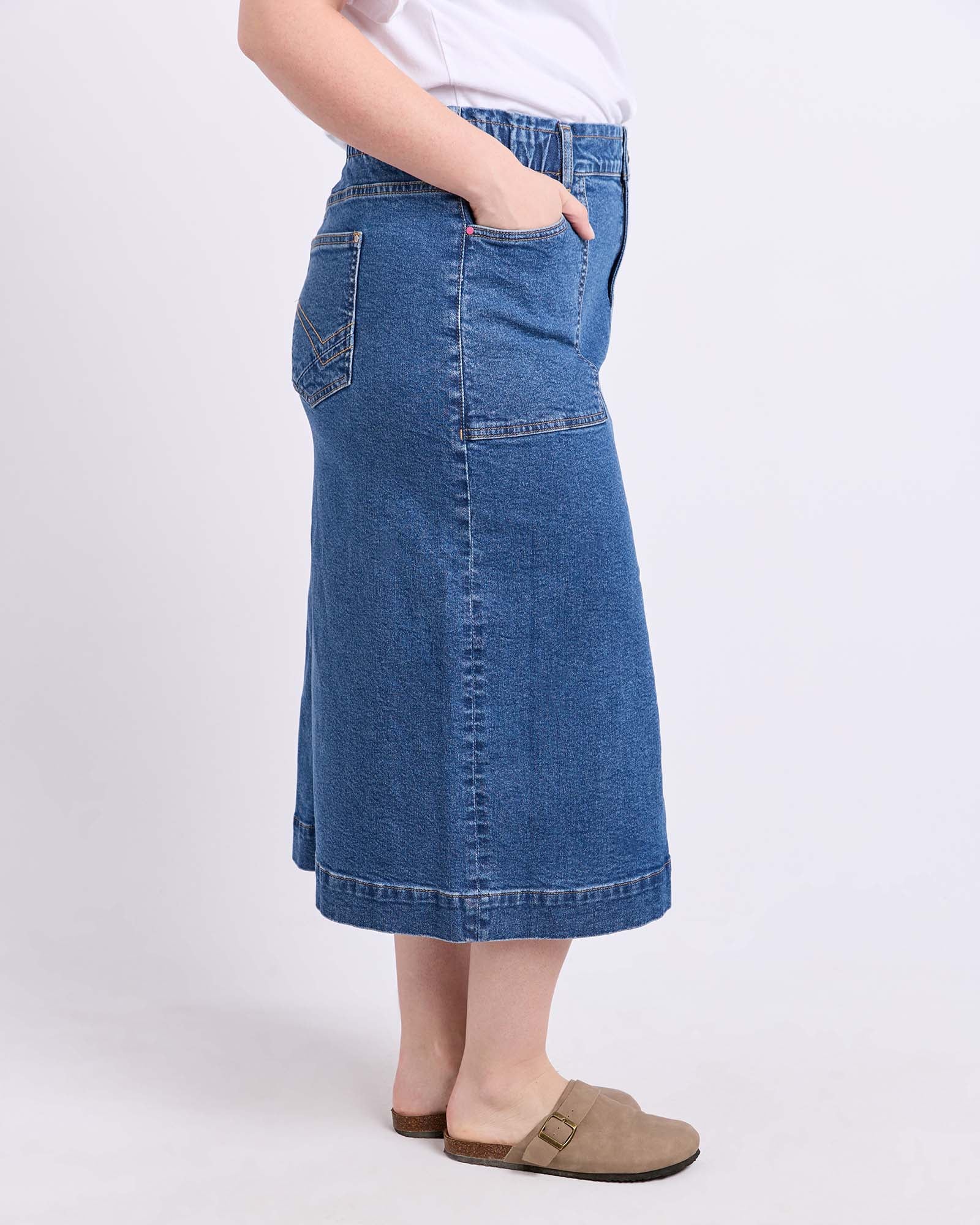 Long Atlas Skirt Dark Blue Wash - Image 4