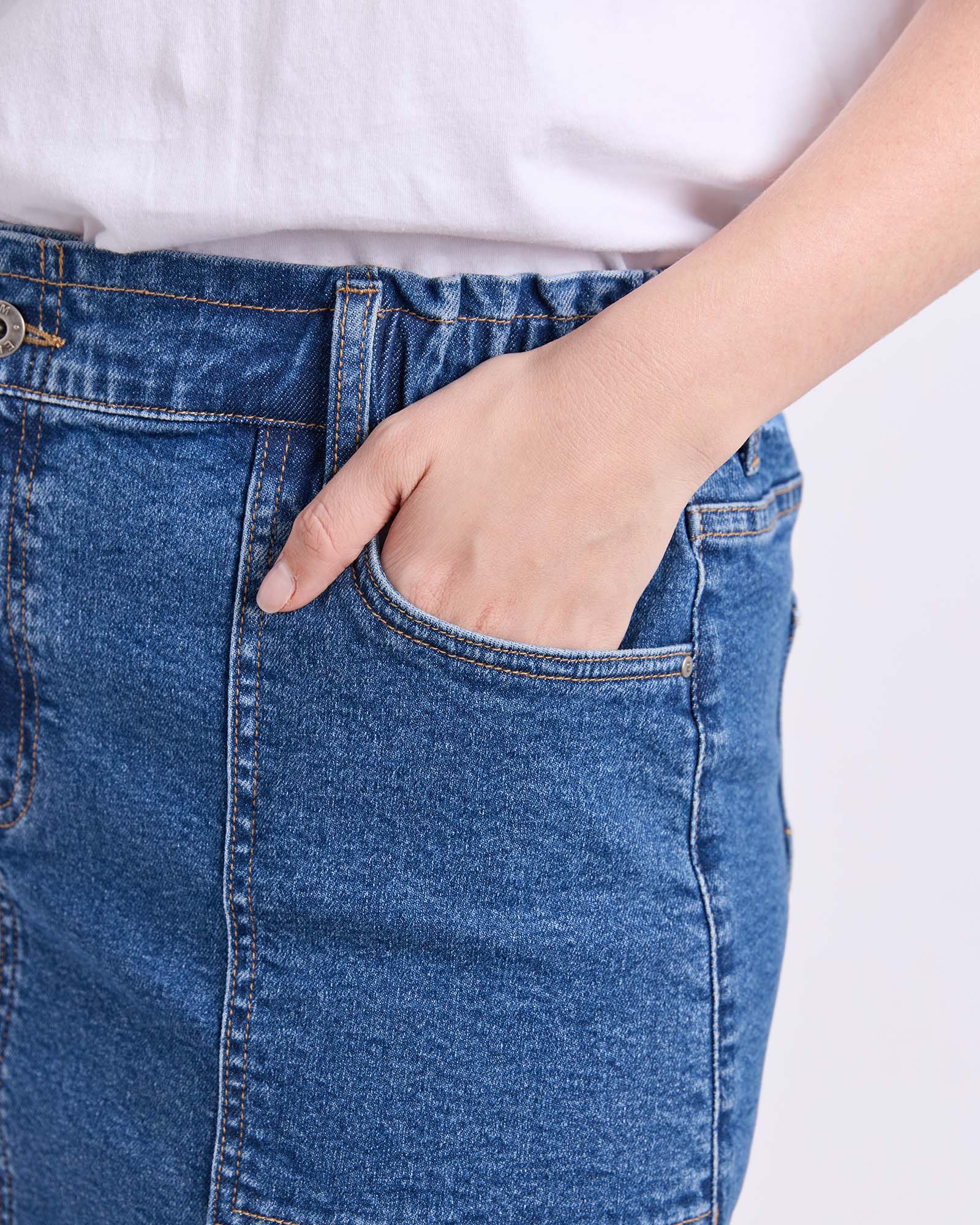 Long Atlas Skirt Dark Blue Wash - Image 5