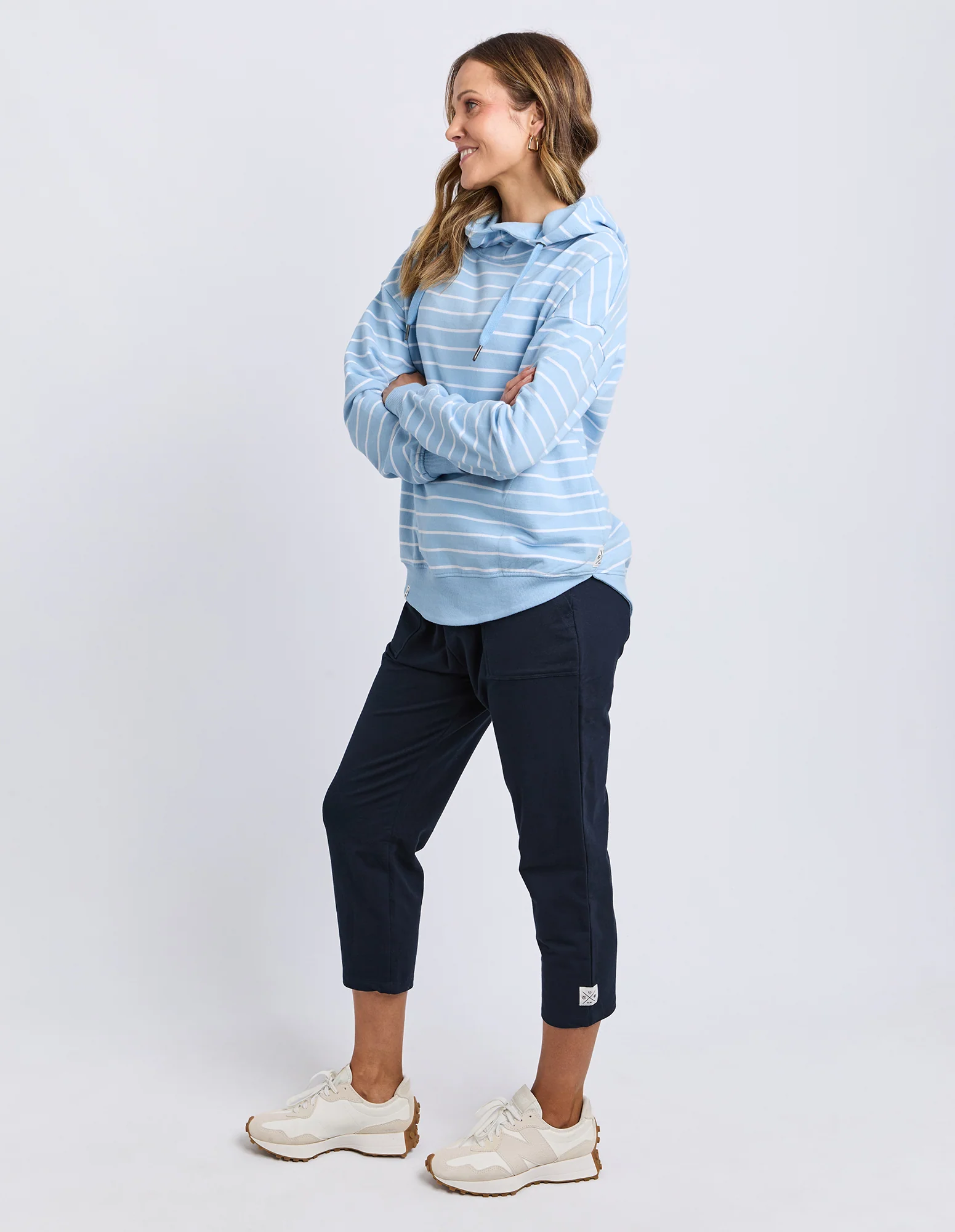 Lounger Scoop Hoodie Light Blue/White Stripe - Image 11
