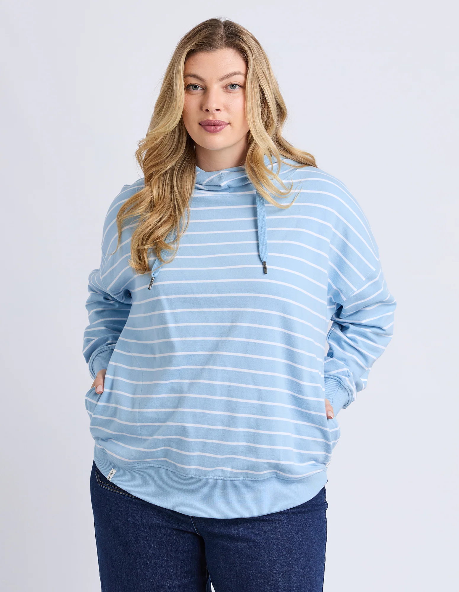 Lounger Scoop Hoodie Light Blue/White Stripe - Image 2