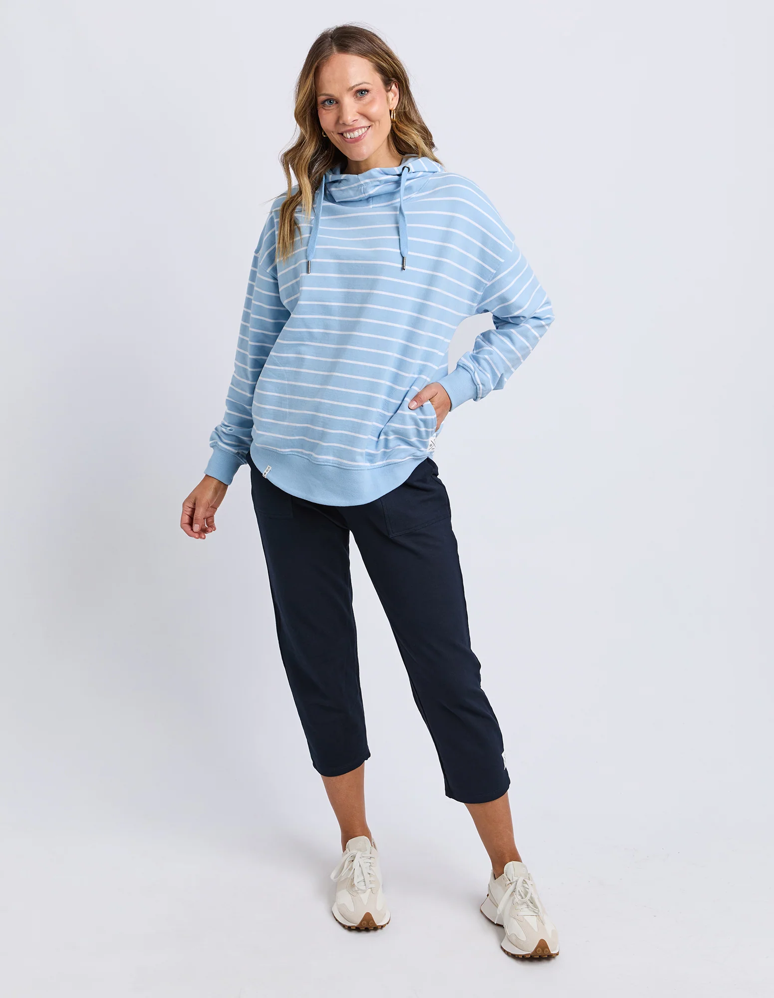 Lounger Scoop Hoodie Light Blue/White Stripe - Image 3