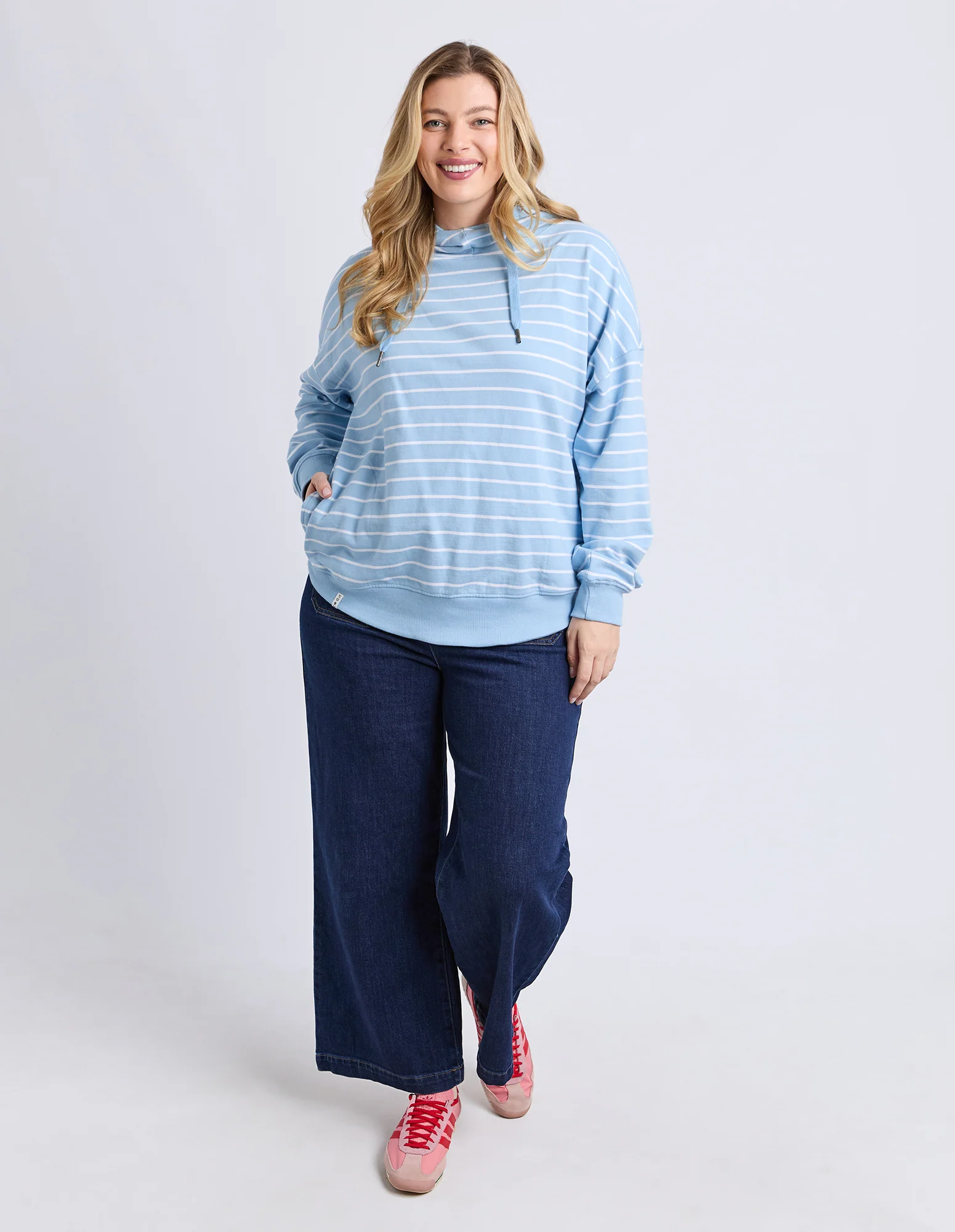 Lounger Scoop Hoodie Light Blue/White Stripe - Image 4