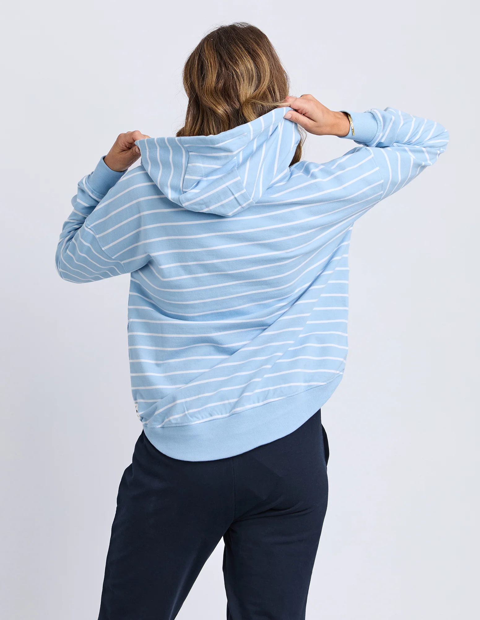 Lounger Scoop Hoodie Light Blue/White Stripe - Image 5