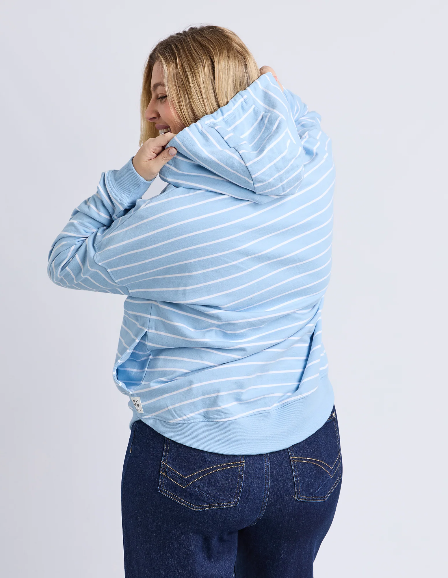 Lounger Scoop Hoodie Light Blue/White Stripe - Image 6