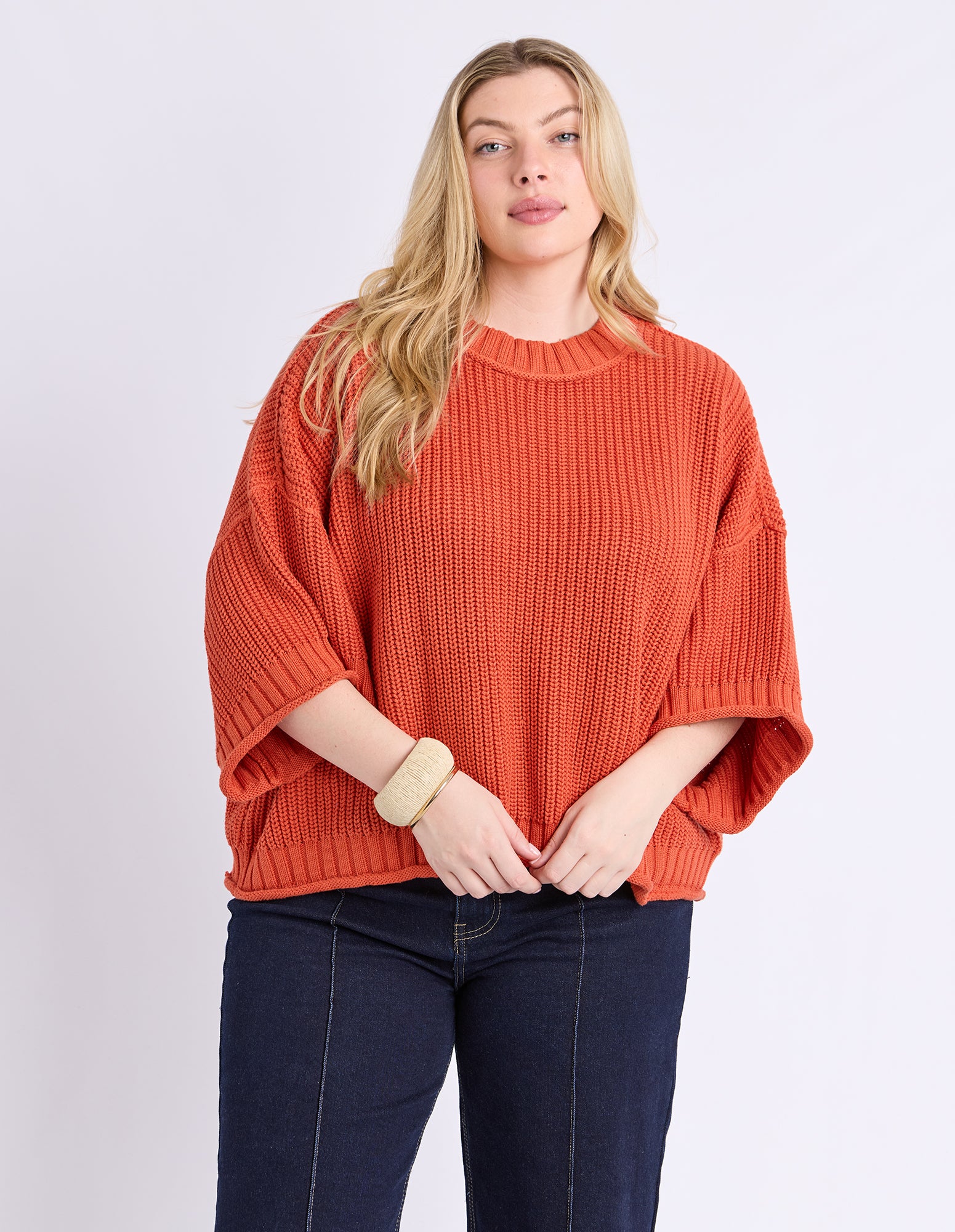 Luela Short Sleeve Knit Orange - Image 2