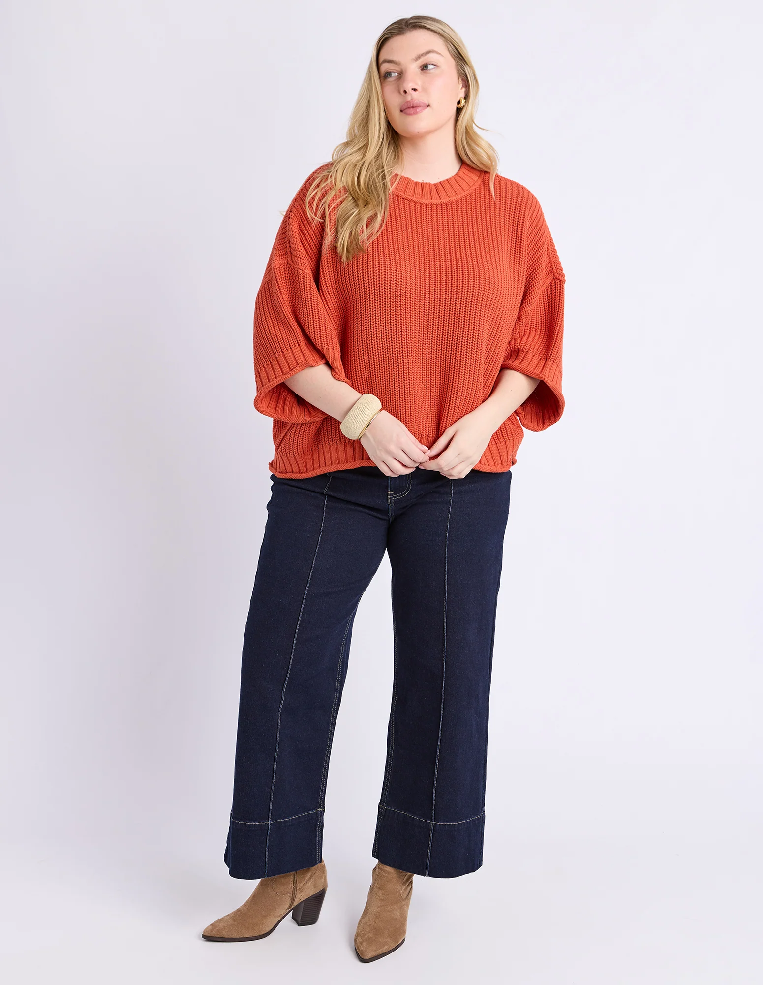 Luela Short Sleeve Knit Orange - Image 3