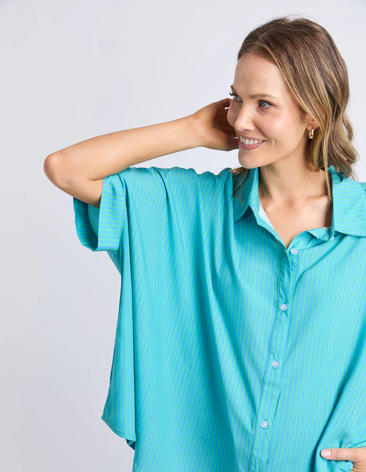 Luna Shirt Gumdrop Green Stripe - Image 6