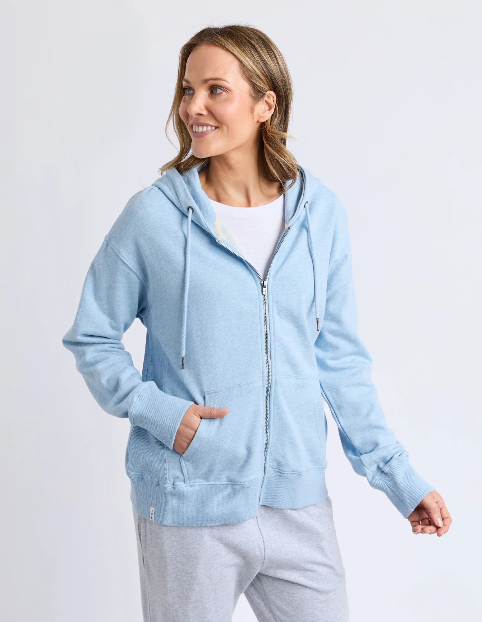 Lydia Zip Hoodie Pale Blue Marle - Image 4