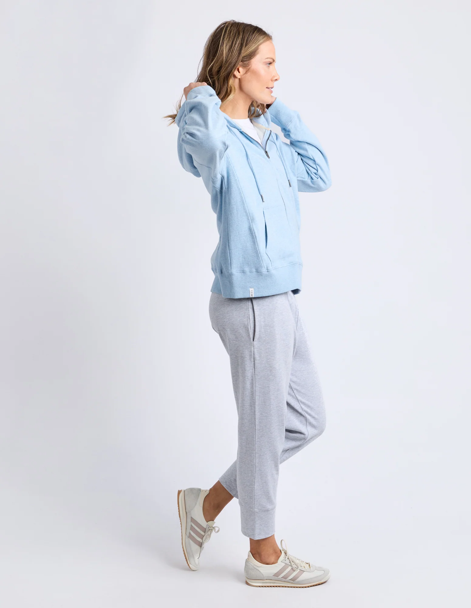 Lydia Zip Hoodie Pale Blue Marle - Image 6