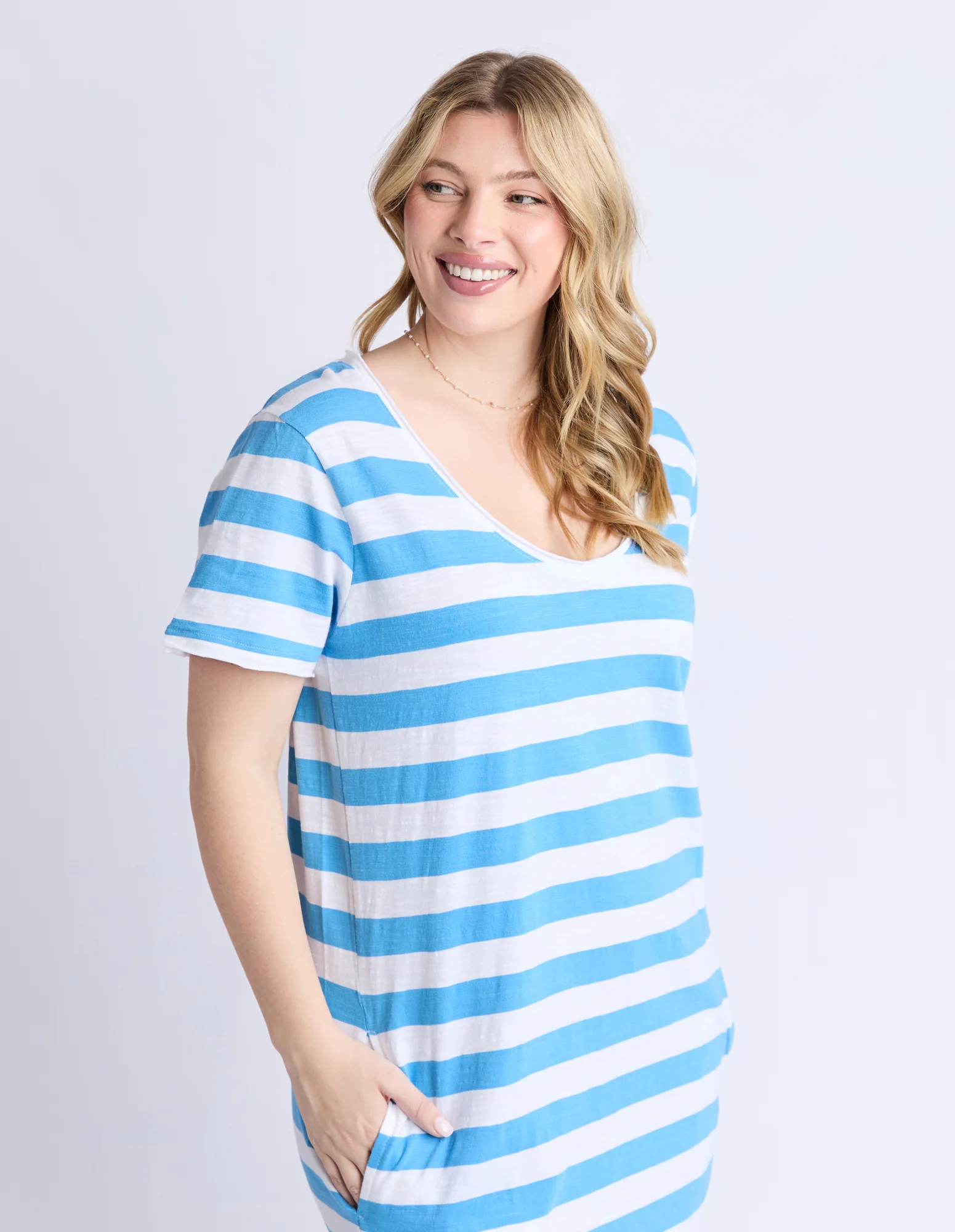 Maeve Midi Dress Blue/White Stripe - Image 4