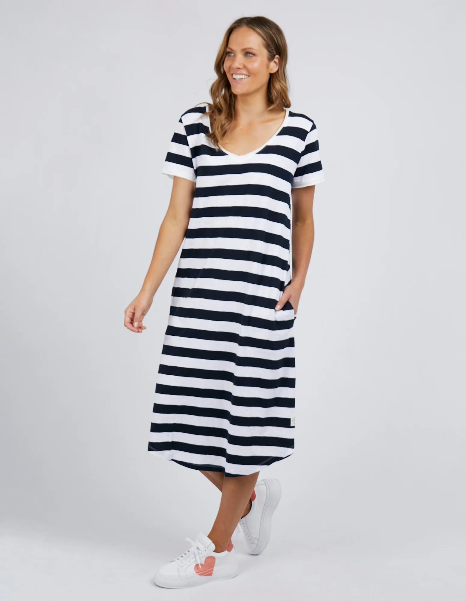 Maeve Dress Navy & White Stripe - Image 4