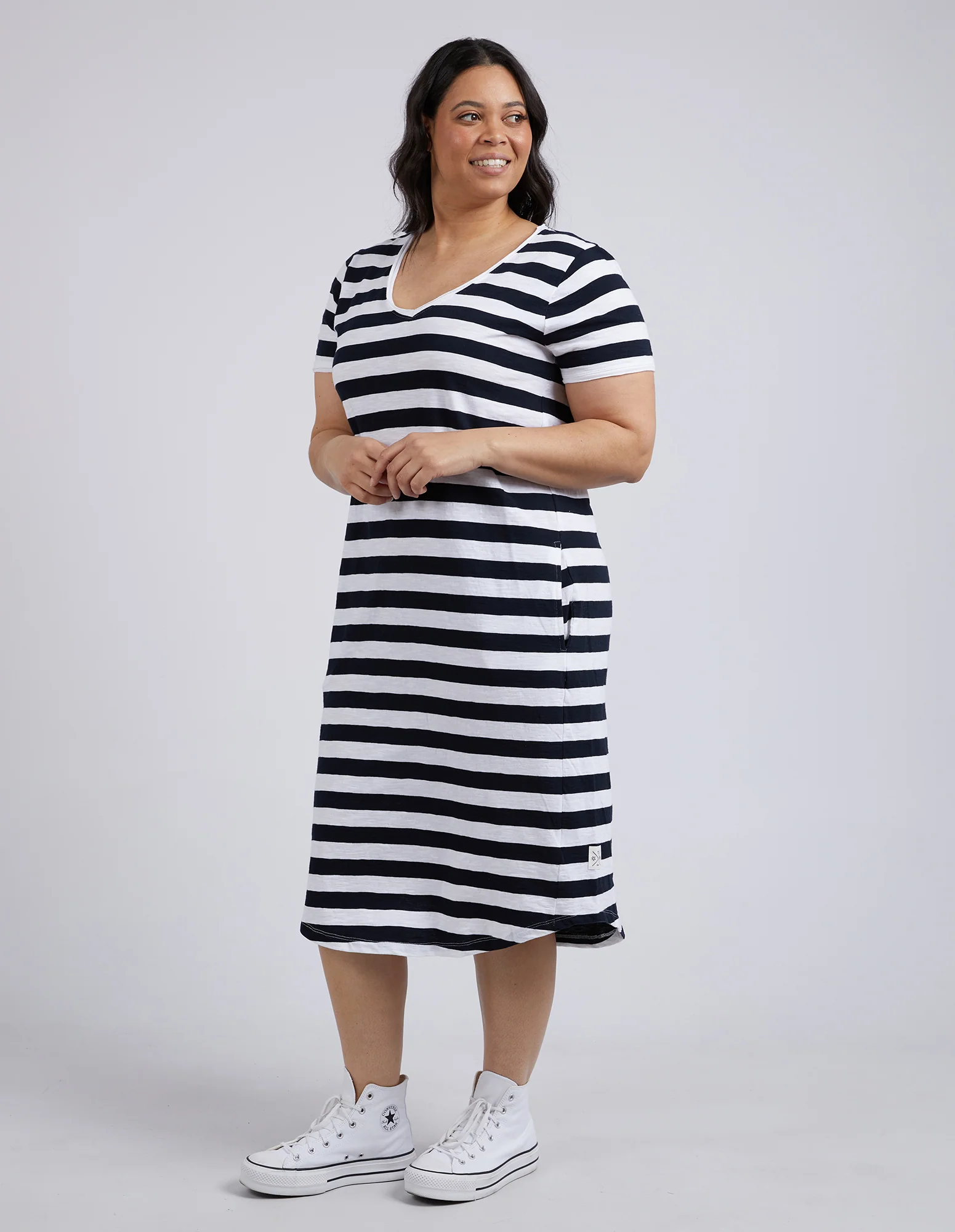 Maeve Dress Navy & White Stripe - Image 9