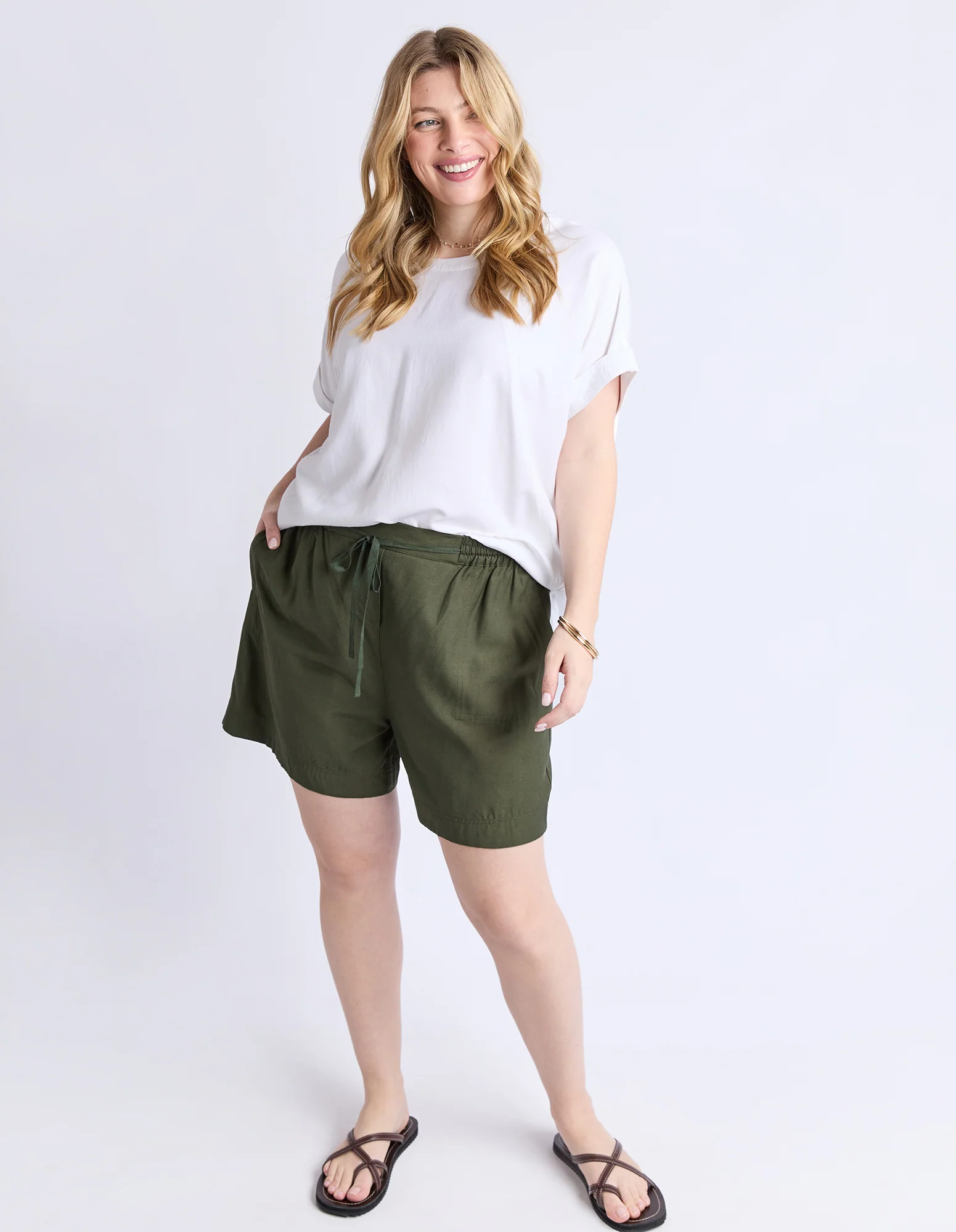 Margi Long Line Short Khaki - Image 3